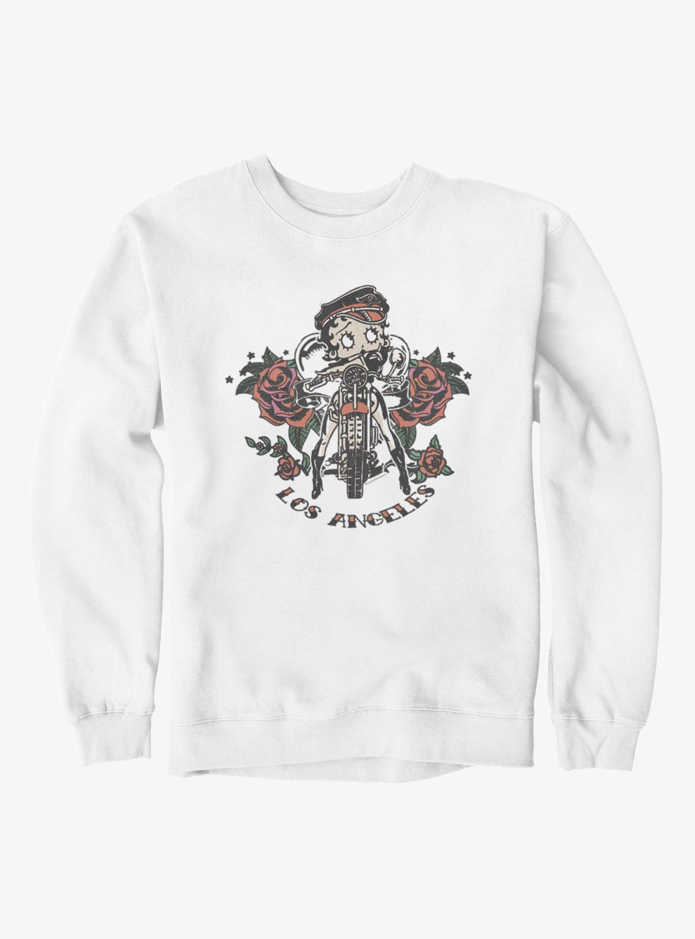 Betty Boop Los Angeles Motorcycle Roses Sweatshirt, , hi-res view 1