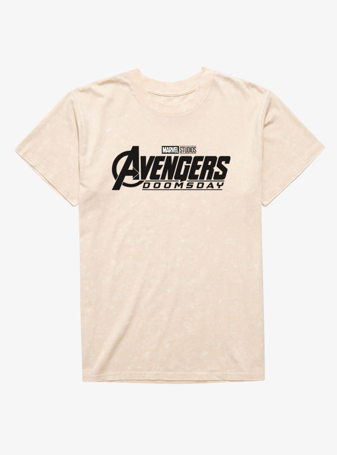 Marvel Avengers Doomsday Black White Logo Mineral Wash T-Shirt, , hi-res
