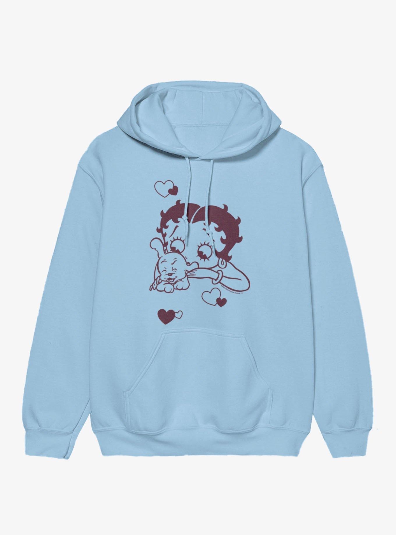 Betty Boop Doggie Smooches Hoodie, LIGHT BLUE, hi-res view 1