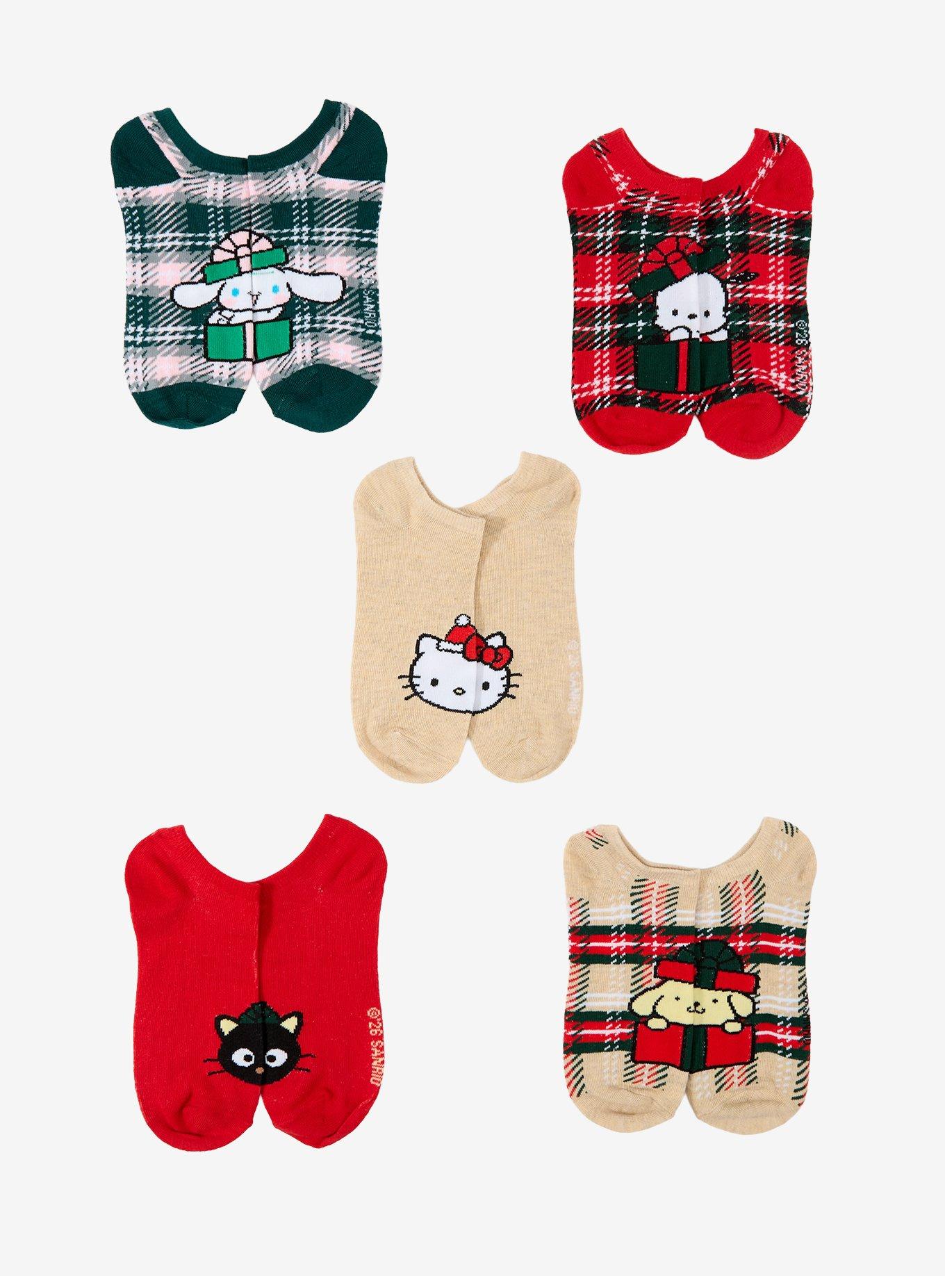 Hello Kitty And Friends Holiday Plaid No-Show Socks 5 Pair