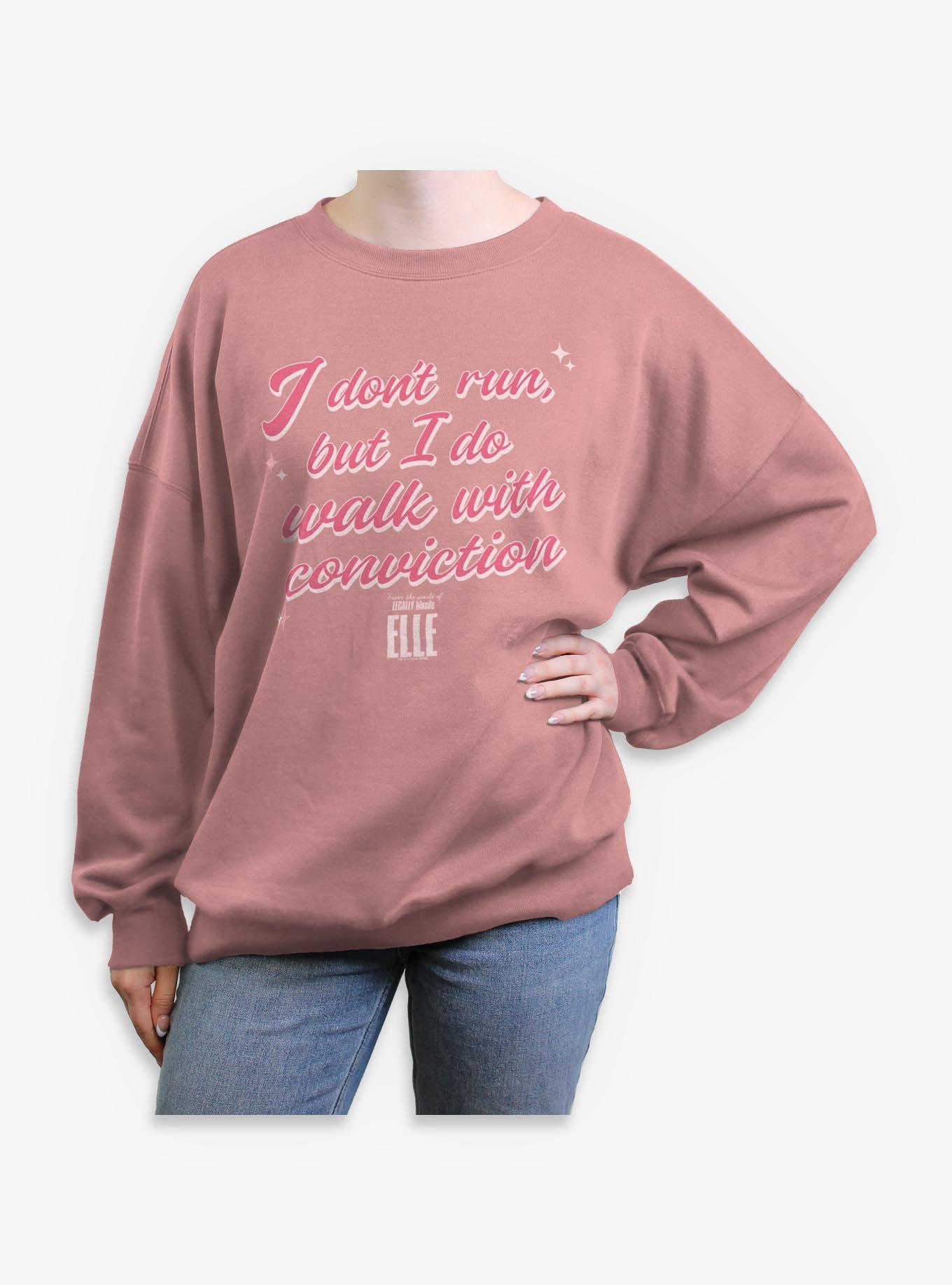 Legally Blonde Elle Walk With Conviction Womens Oversized Sweatshirt, DESERTPNK, hi-res view 1
