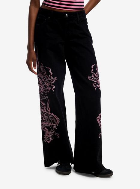 Ed Hardy Pink Dragon Embroidered Jeans | Hot Topic