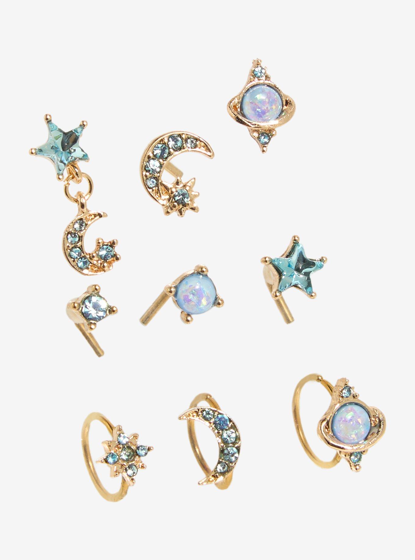 Steel Celestial Nose Ring Set 9 Pack