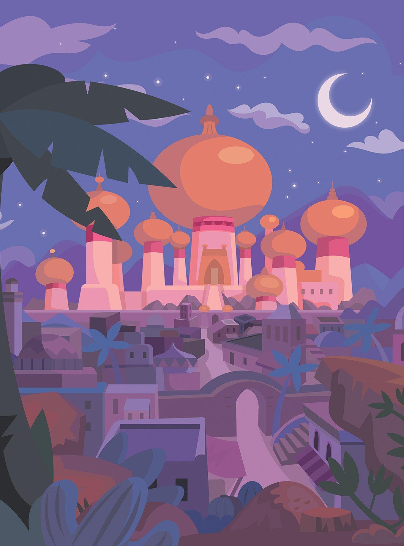 Disney Aladdin Jasmine Castle Purple Peel & Stick Mural, , hi-res