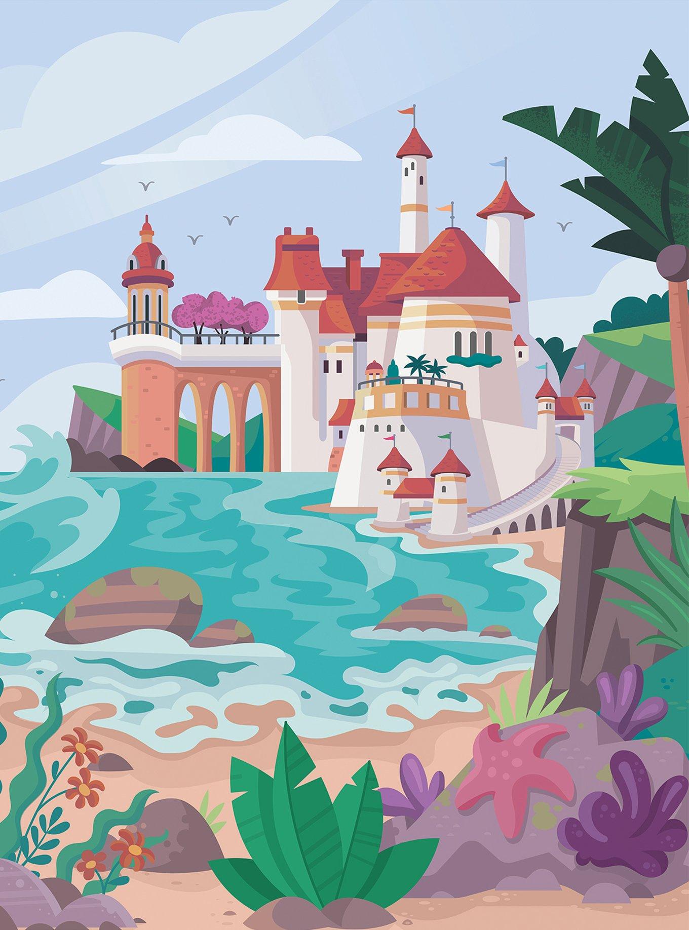 Disney The Little Mermaid Ariel Castle Blue Peel & Stick Mural, , hi-res
