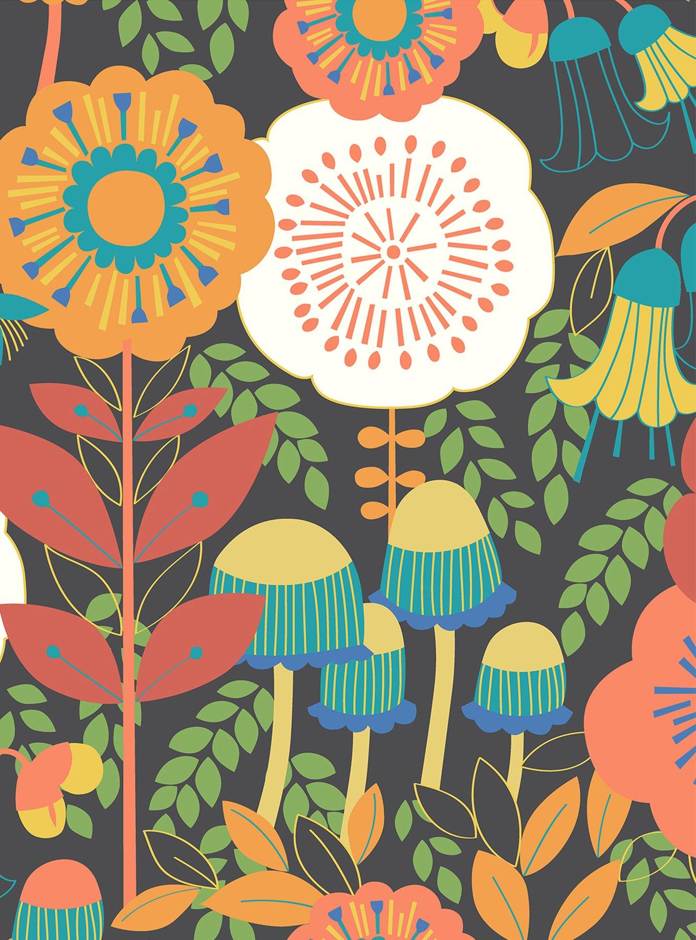 Dream Garden Dark Brown Peel & Stick Wallpaper