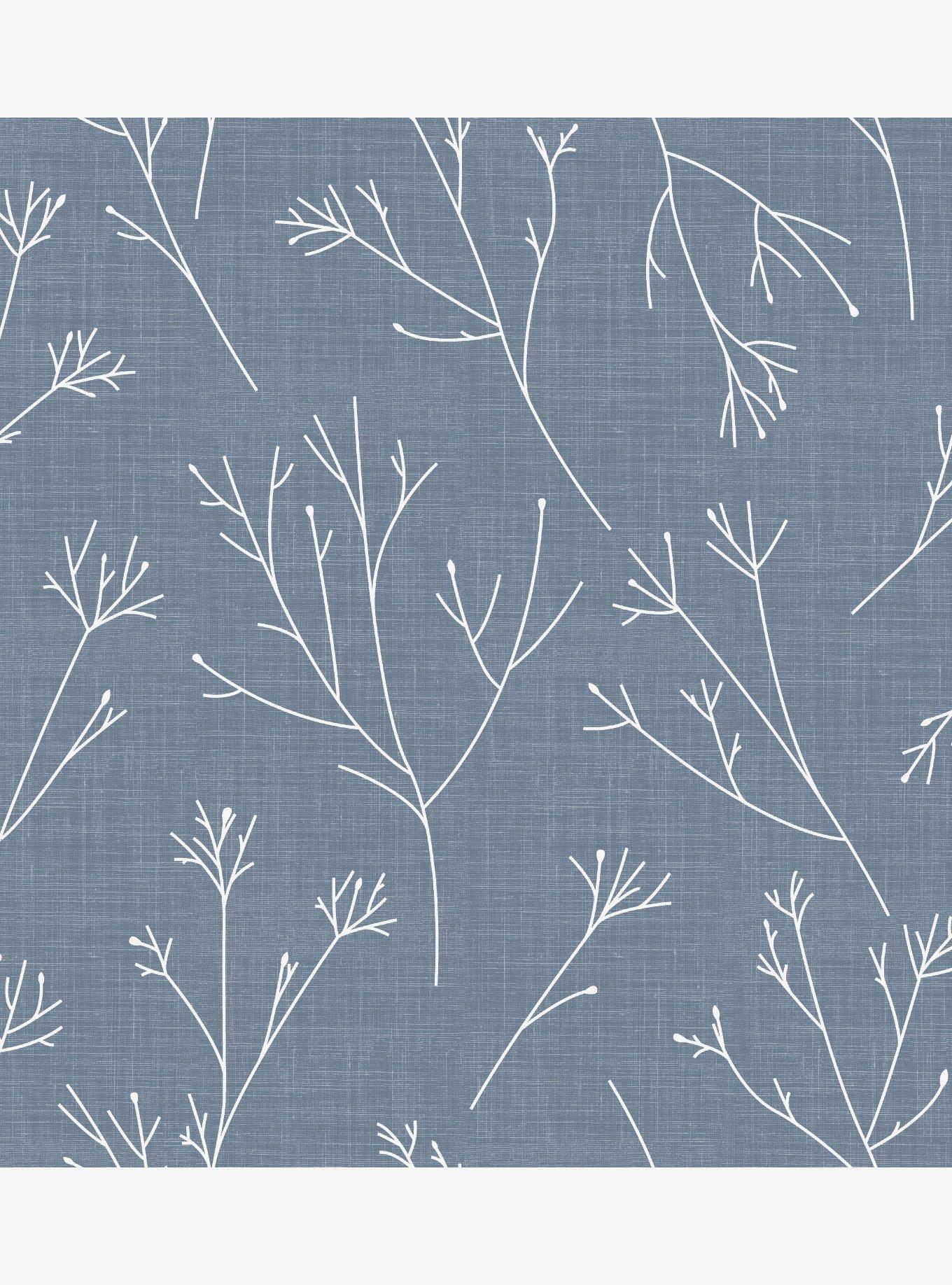 Twigs Blue Peel & Stick Wallpaper, , hi-res