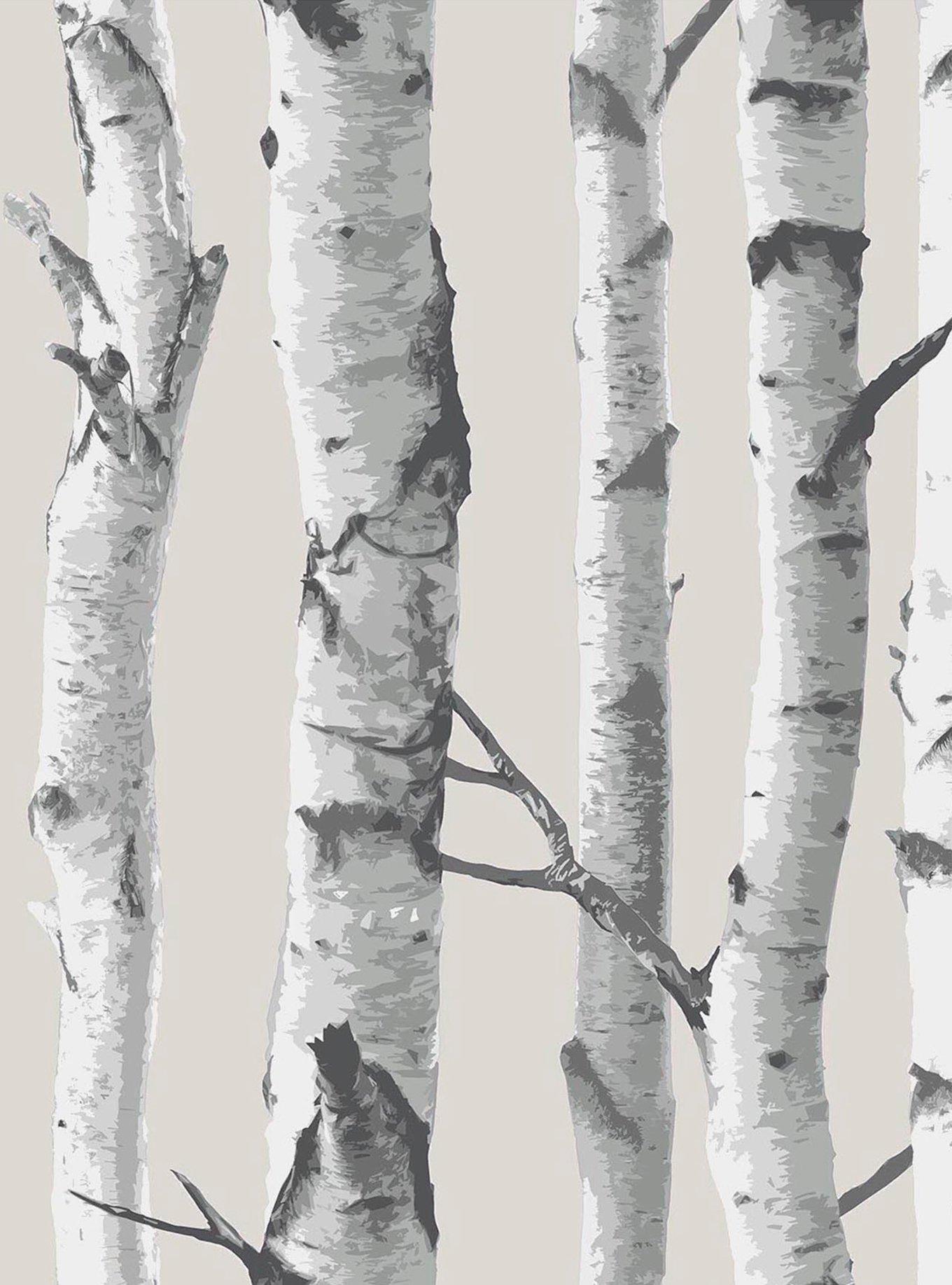 Birch Tree Grey Peel & Stick Wallpaper