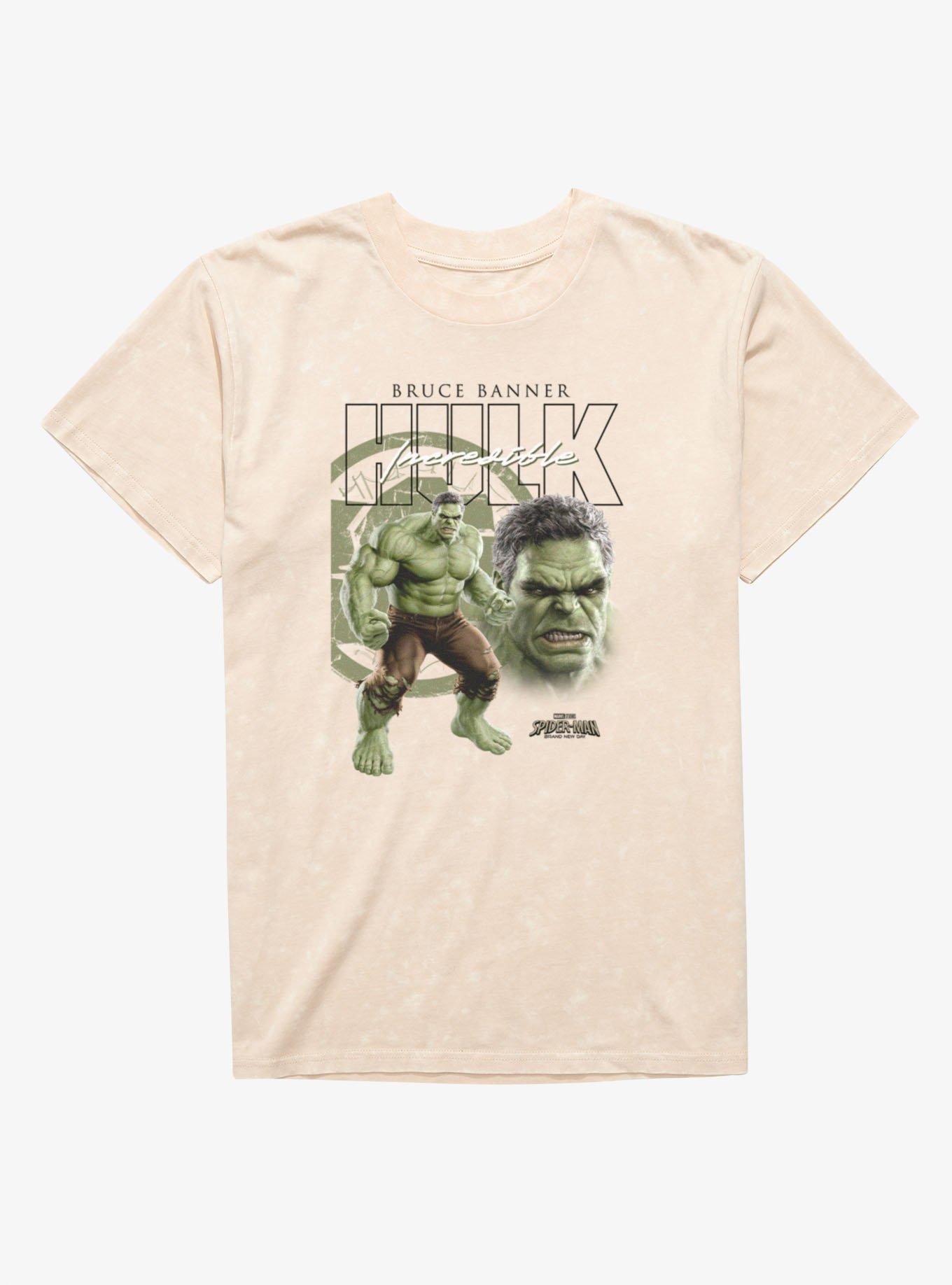Marvel Spider-Man Brand New Day Bruce Banner Hulk Angry Close Up Icon Mineral Wash T-Shirt
