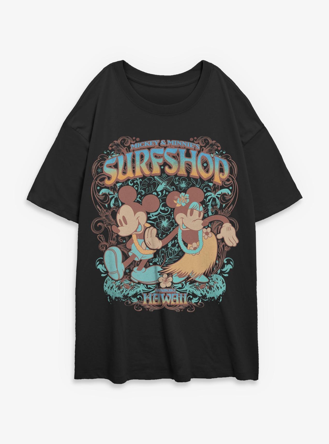 Disney Mickey Mouse & Minnie Surfshop Hawaii Womens Oversized T-Shirt BoxLunch Exclusive