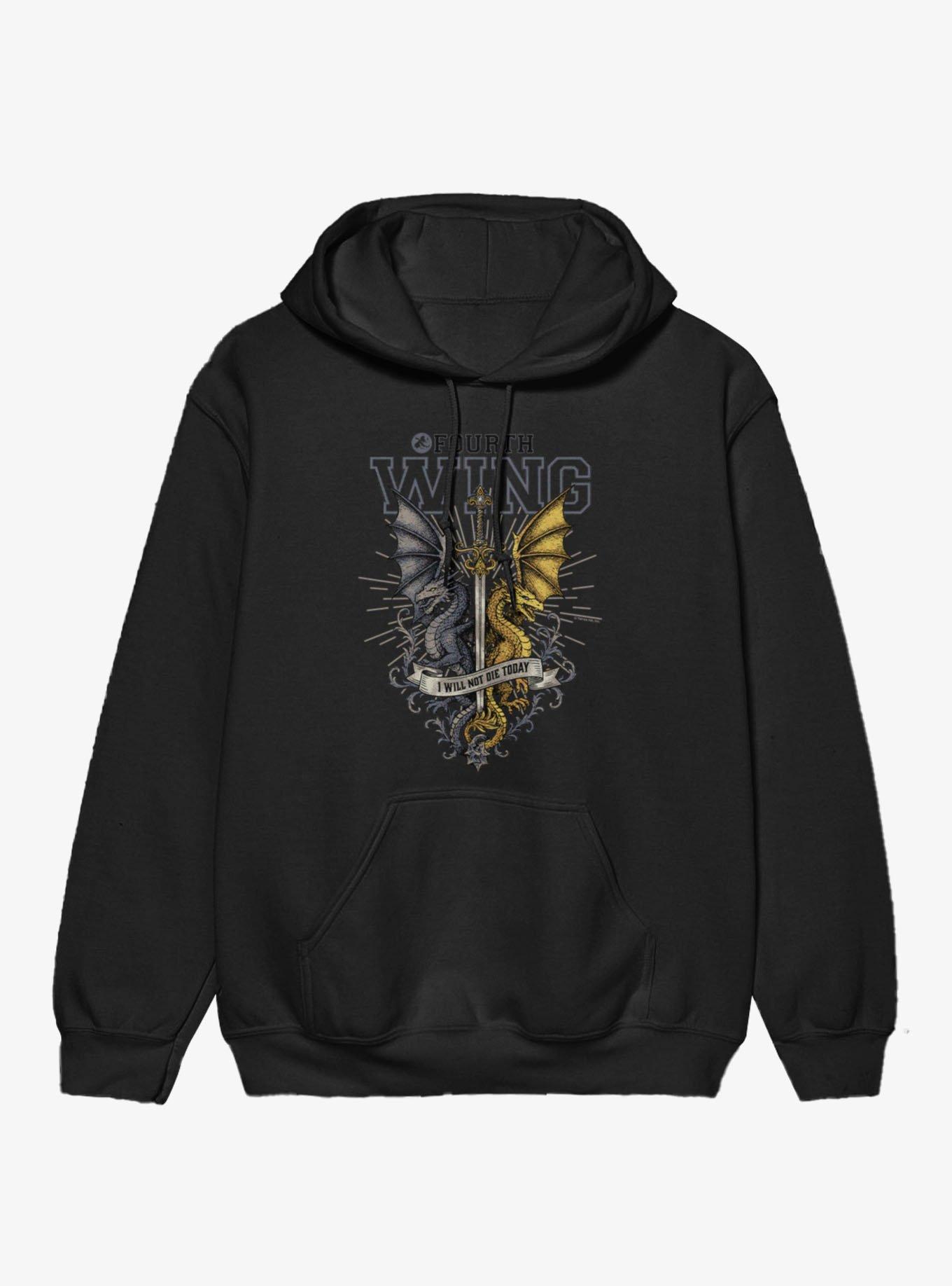 Fourth Wing The Empyrean Black And Gold Dragons Hoodie, , hi-res