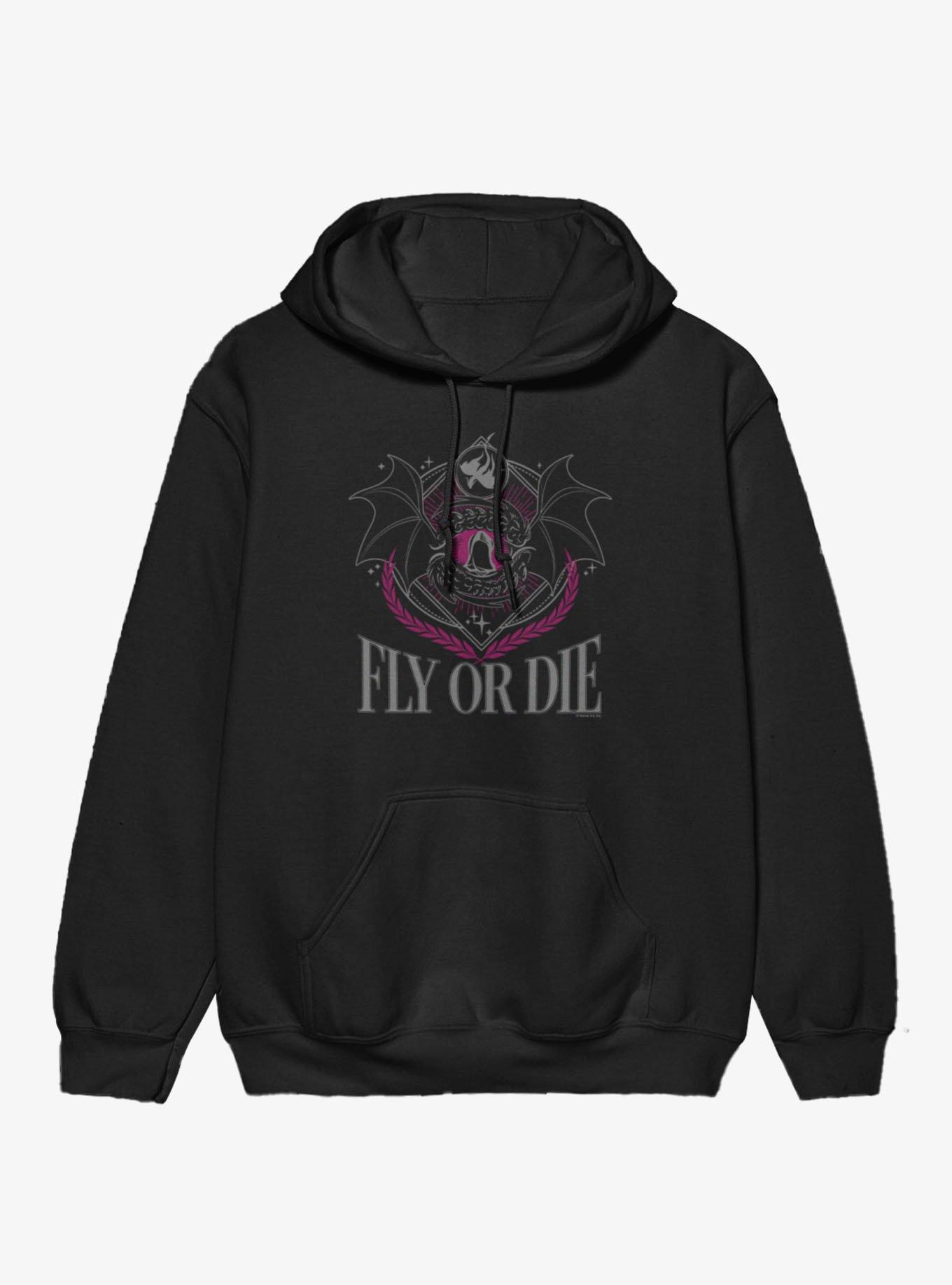 Fourth Wing The Empyrean Fly Or Die Dragon Emblem Retro Hoodie