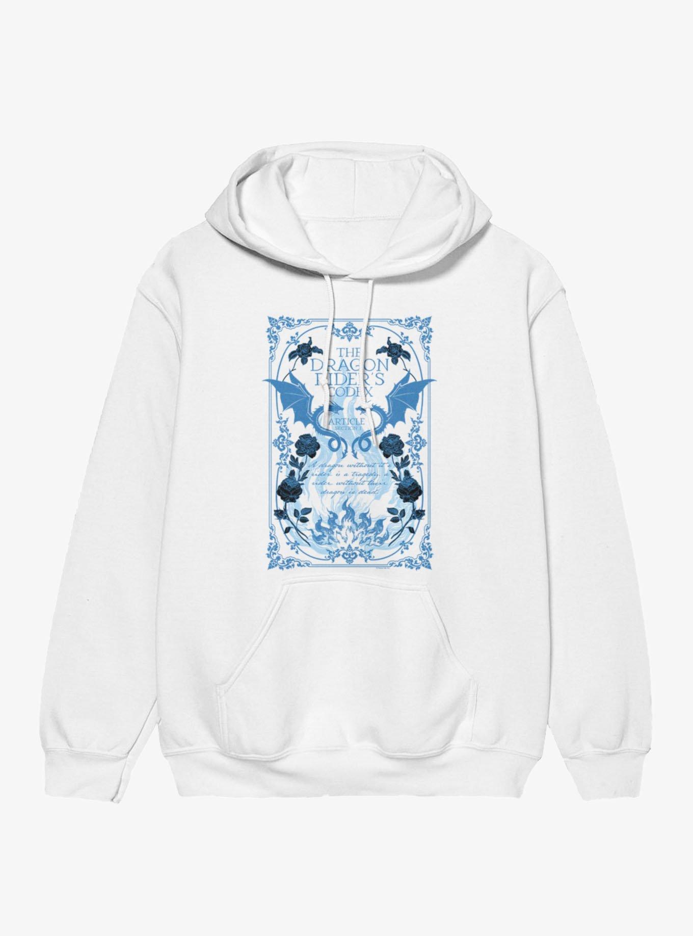 Fourth Wing The Empyrean Dragon Riders Codex Blue Floral Hoodie, , hi-res
