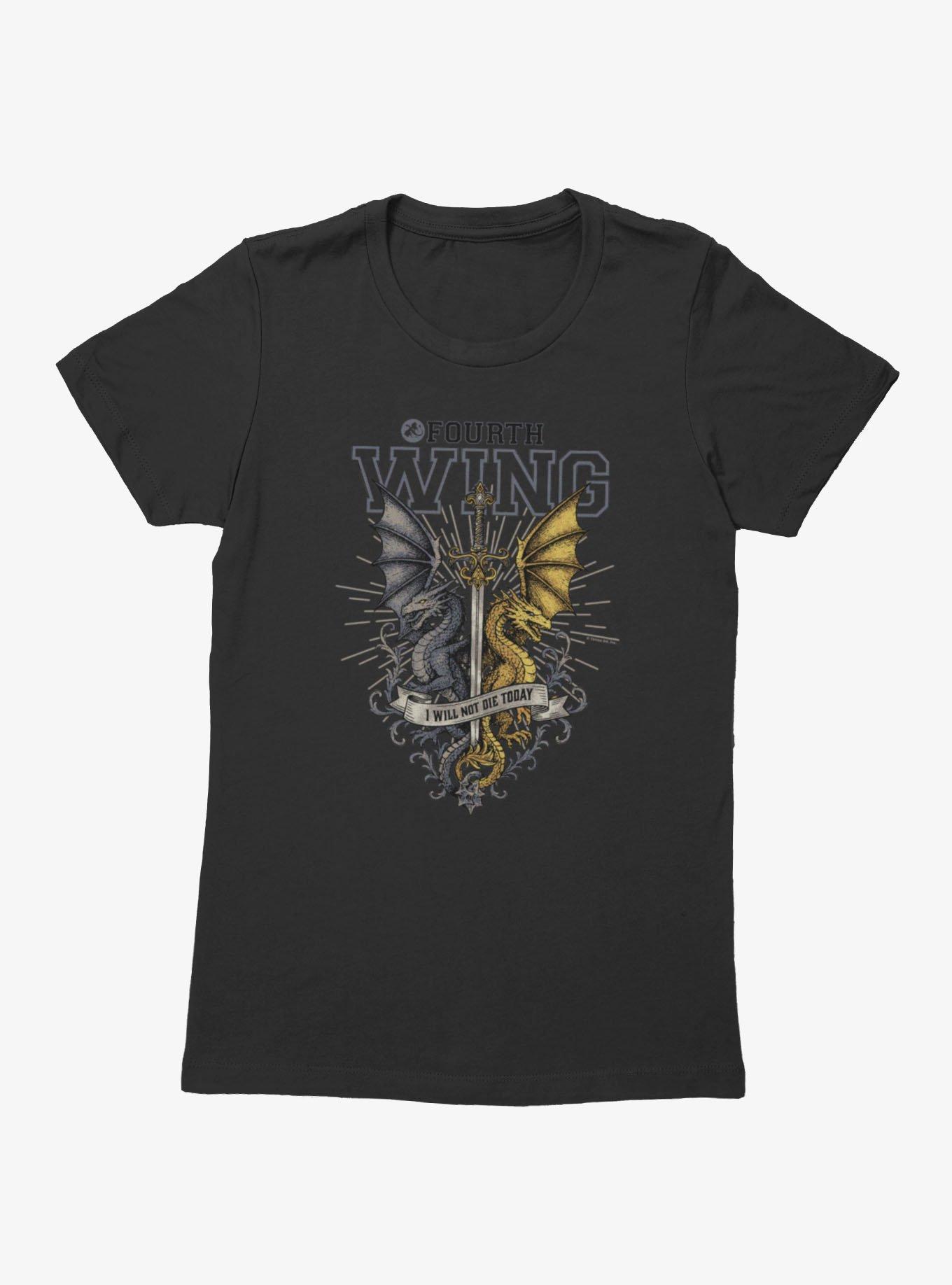 Fourth Wing The Empyrean Black And Gold Dragons Womens T-Shirt, , hi-res
