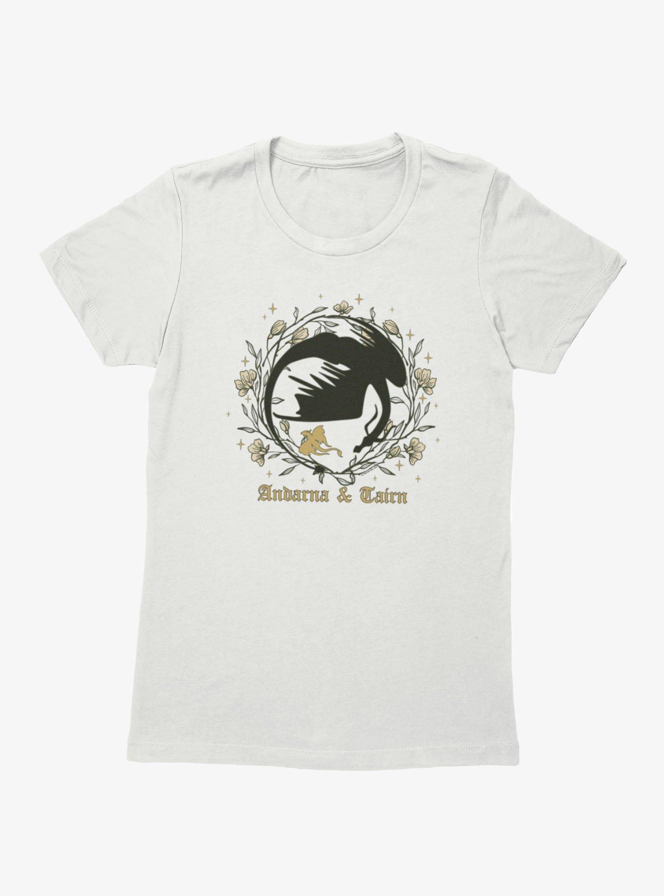 Fourth Wing The Empyrean Andarna Tairn Floral Wreath Dragon Womens T-Shirt, , hi-res