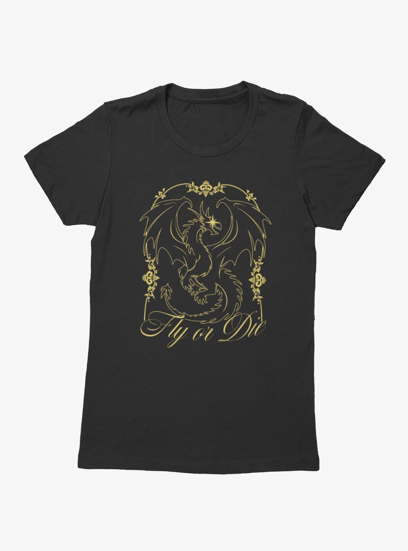 Fourth Wing The Empyrean Fly Or Die Gold Art Nouveau Womens T-Shirt, , hi-res