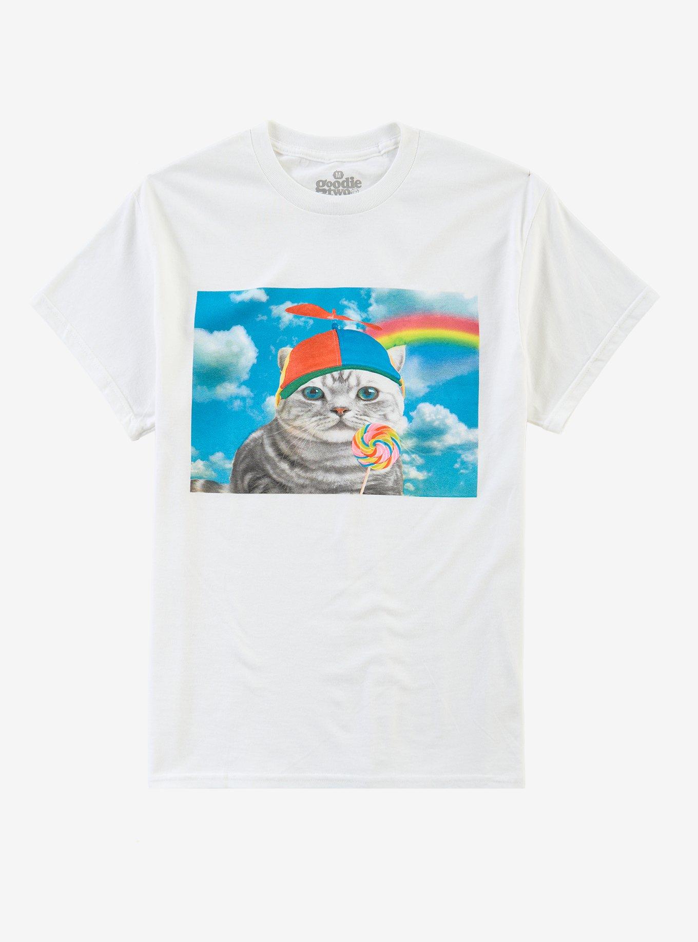 Rainbow Hat Cat T-Shirt By Goodie Two Sleeves