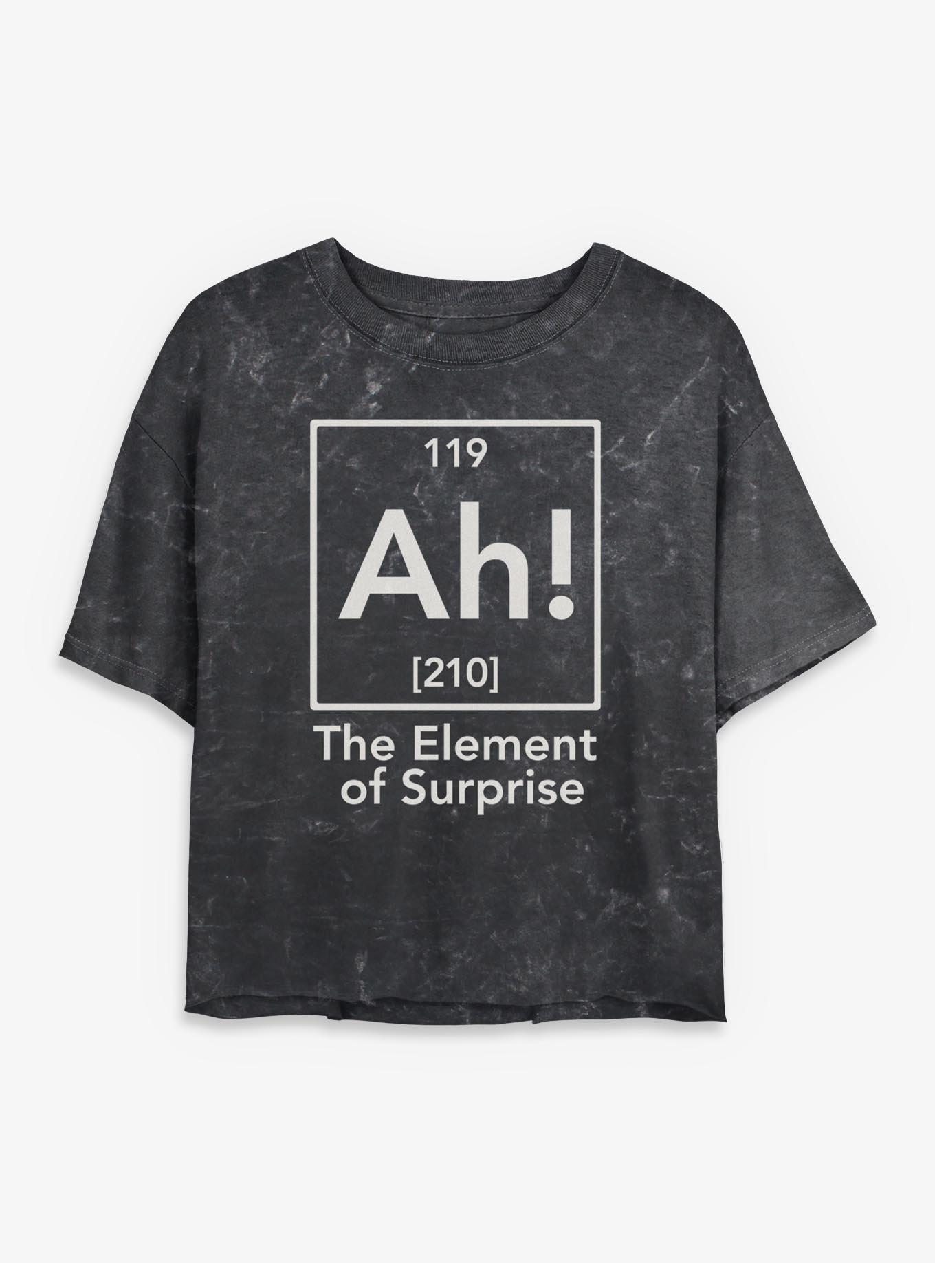 Ah Element Of Suprise Periodic Table Womens Mineral Wash Crop T-Shirt, BLACK, hi-res view 1