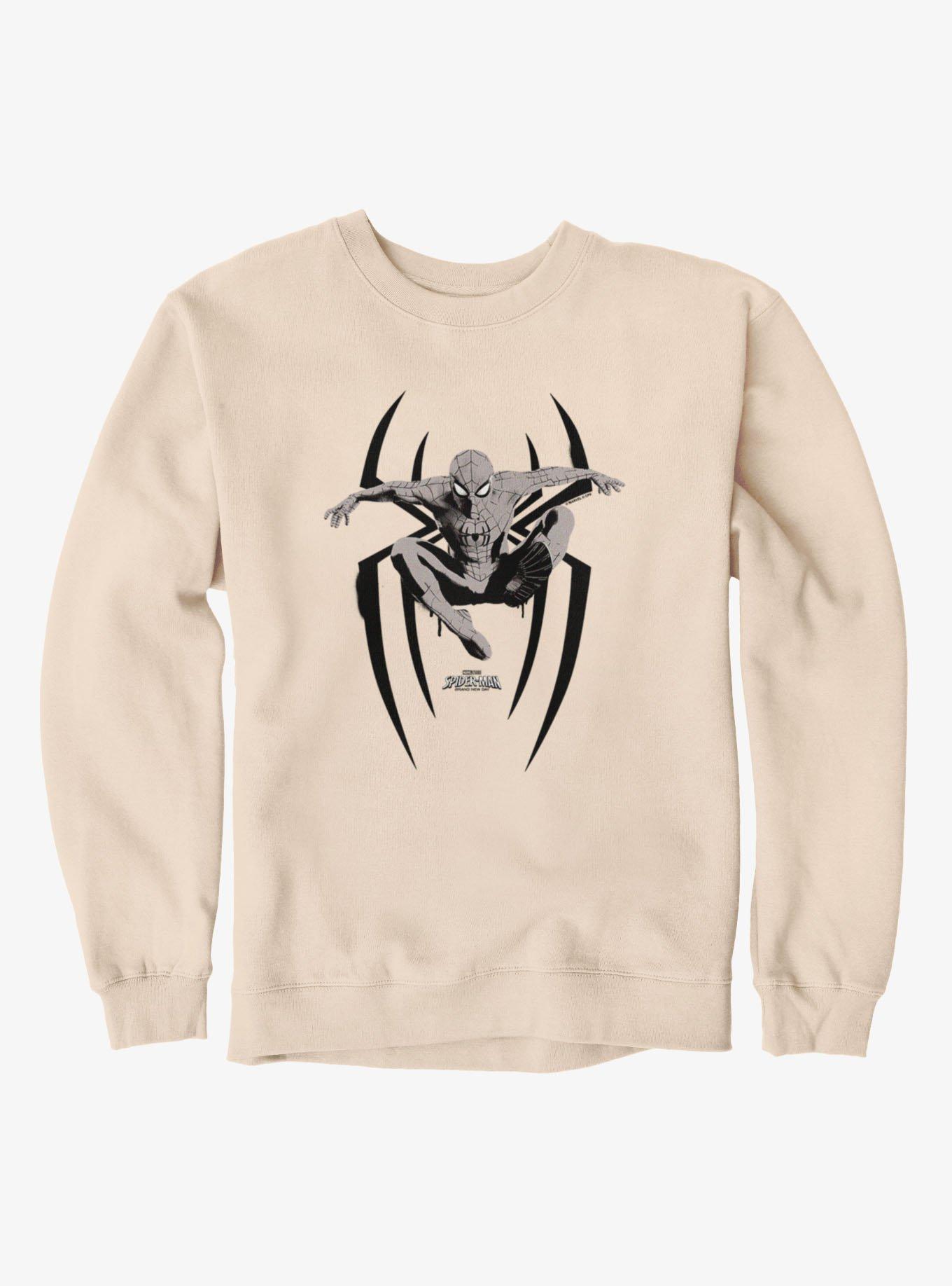 Marvel Spider-Man Brand New Day Leap On Logo Grayscale Sweatshirt