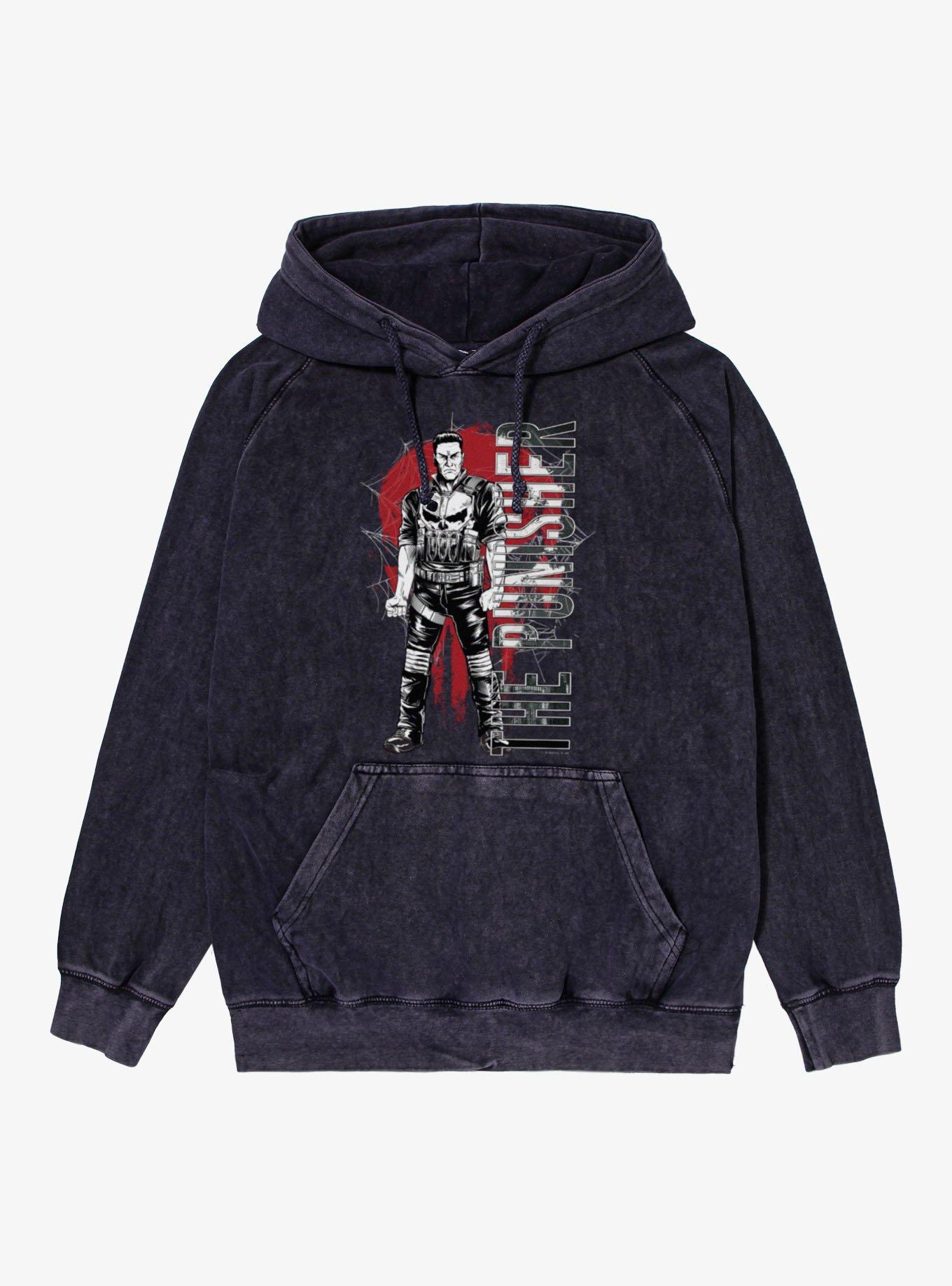 Marvel Spider-Man Brand New Day The Punisher Skull Mineral Wash Hoodie, , hi-res