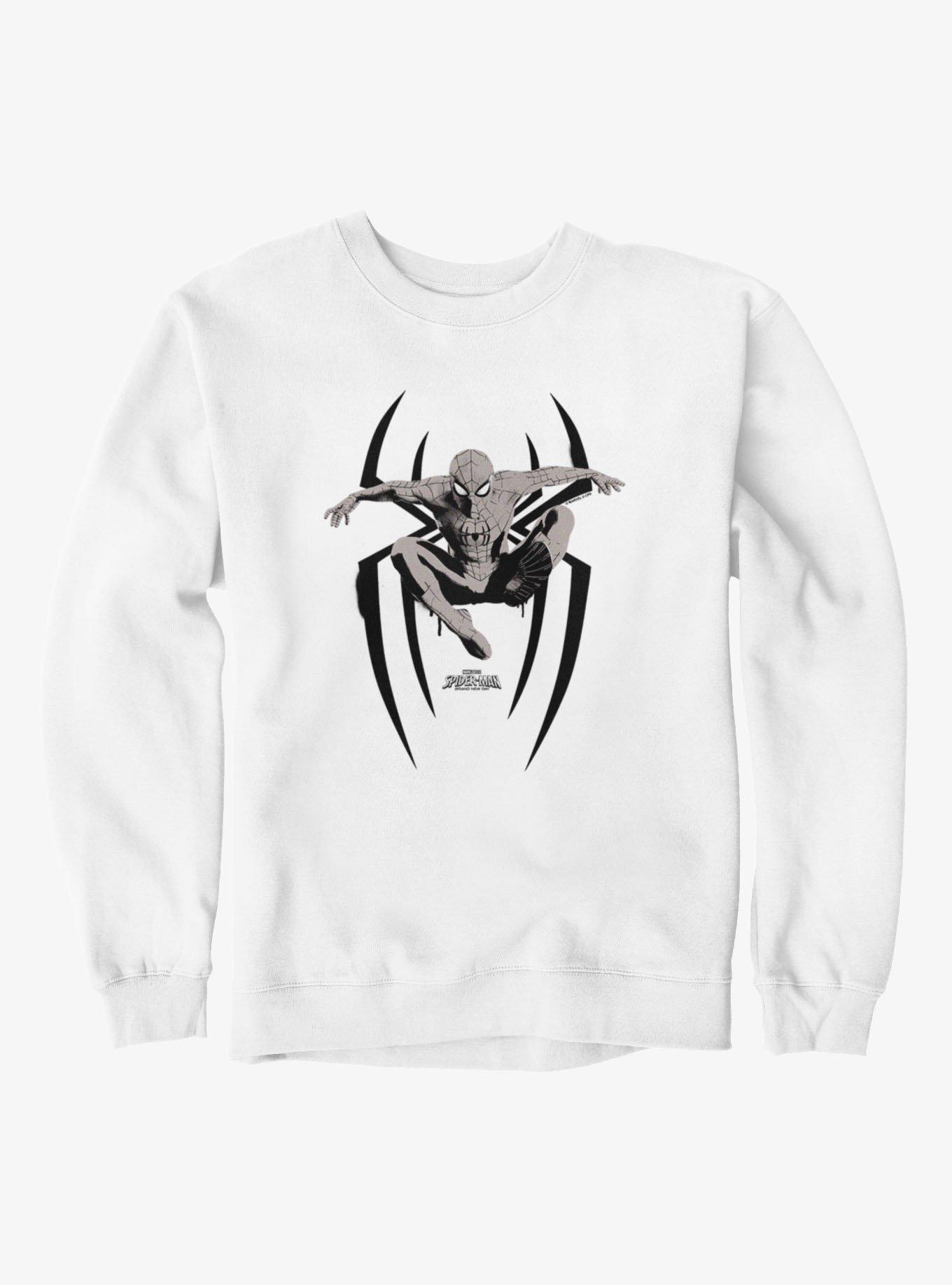Marvel Spider-Man Brand New Day Leap On Logo Grayscale Sweatshirt, , hi-res