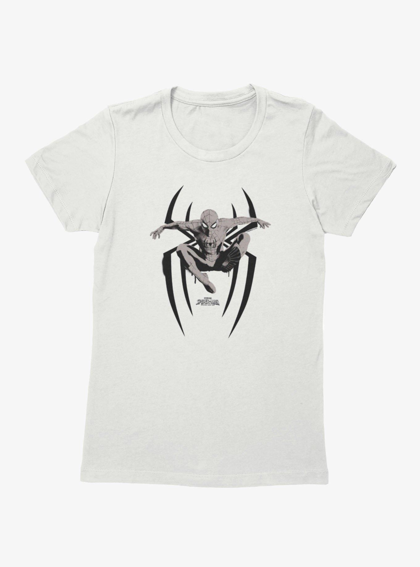 Marvel Spider-Man Brand New Day Leap On Logo Grayscale Womens T-Shirt