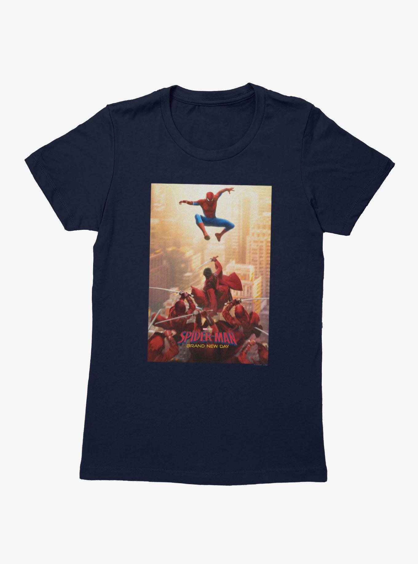 Marvel Spider-Man Brand New Day Leaping Vs The Hand Poster Womens T-Shirt
