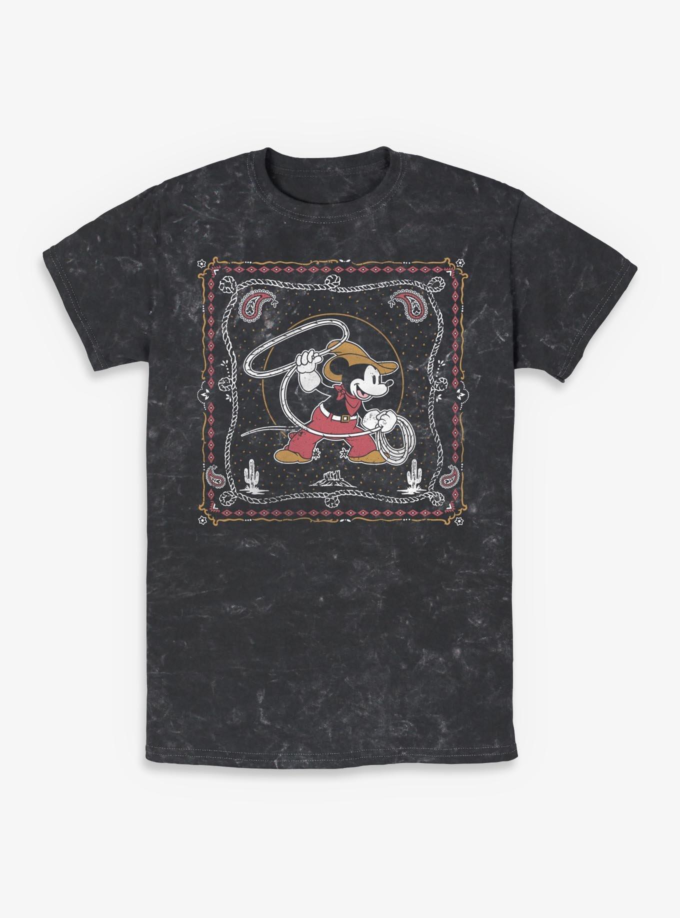 Disney Mickey Mouse Western Cowboy Paisley Mineral Wash T-Shirt BoxLunch Exclusive, , hi-res