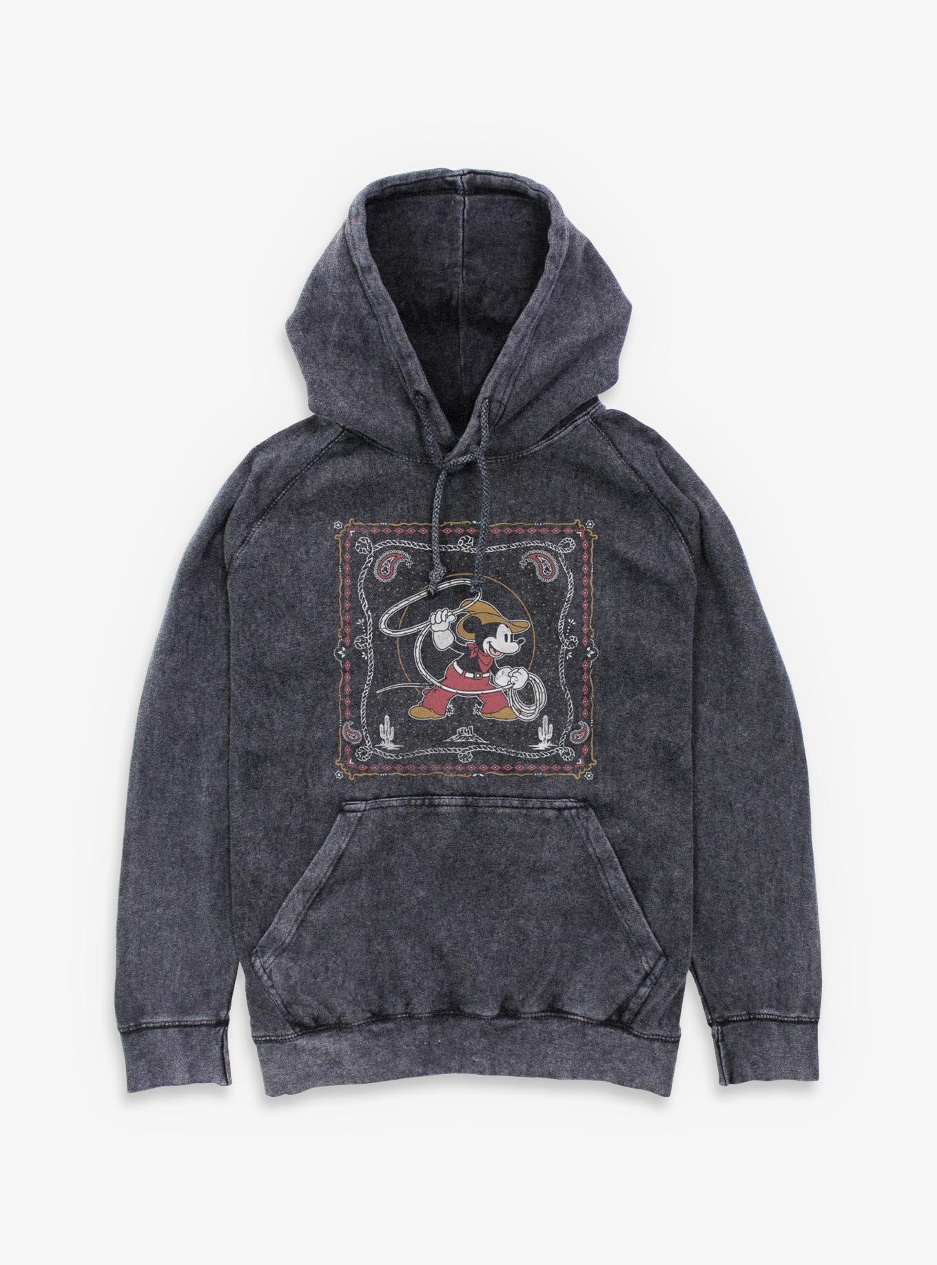 Disney Mickey Mouse Western Cowboy Paisley Mineral Wash Hoodie BoxLunch Exclusive, , hi-res