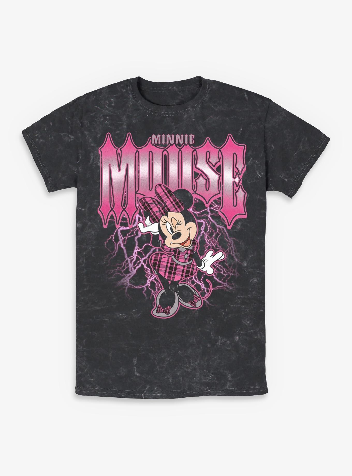 Disney Minnie Mouse Lightning Mineral Wash T-Shirt BoxLunch Exclusive, BLACK, hi-res view 1