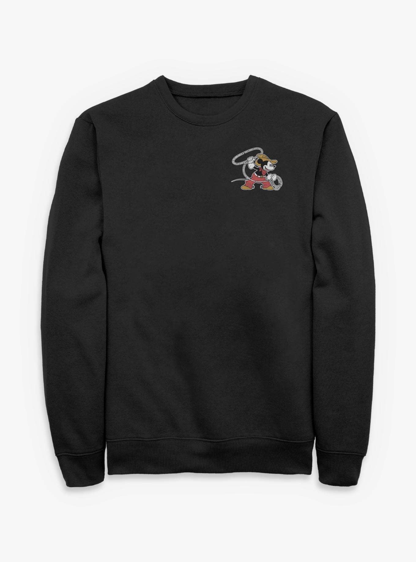 Disney Mickey Mouse Western Cowboy Lasso Rope Sweatshirt BoxLunch Exclusive, BLACK, hi-res view 1