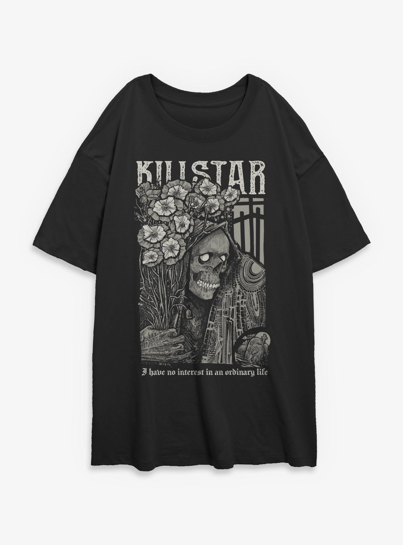 Killstar No Ordinary Life Skeleton Girls Oversized T-Shirt, BLACK, hi-res view 1