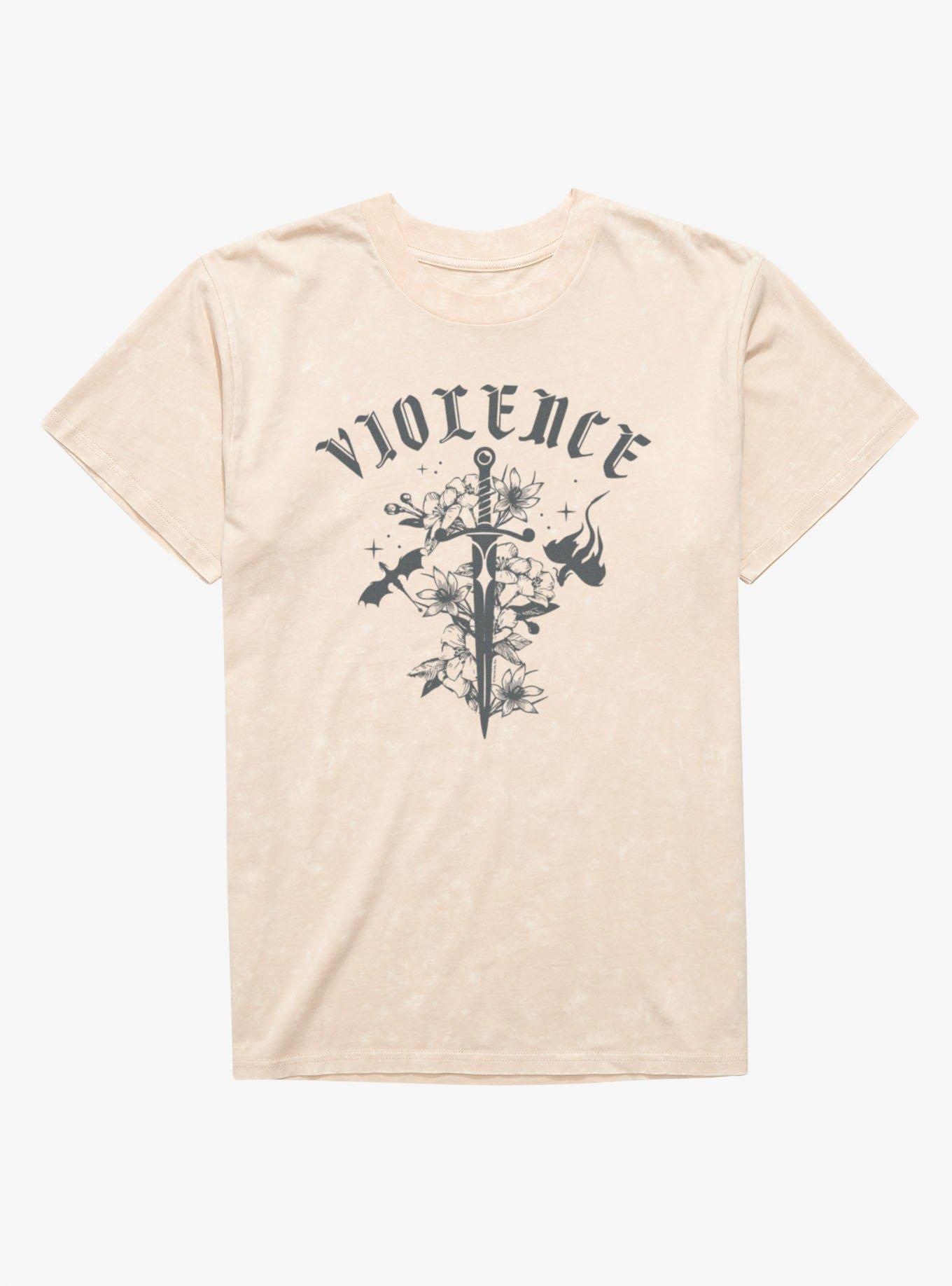 Fourth Wing The Empyrean Violence Sword Retro Mineral Wash T-Shirt, , hi-res