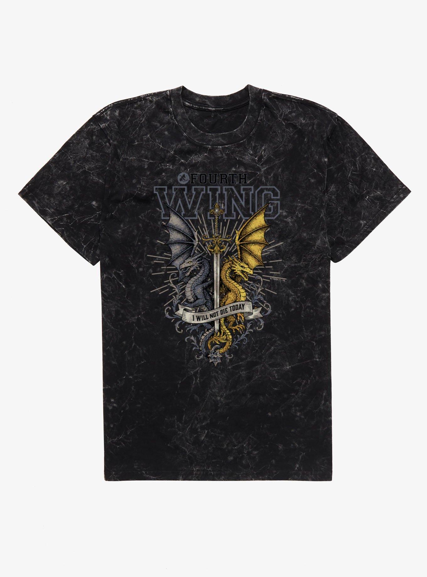 Fourth Wing The Empyrean Black And Gold Dragons Mineral Wash T-Shirt