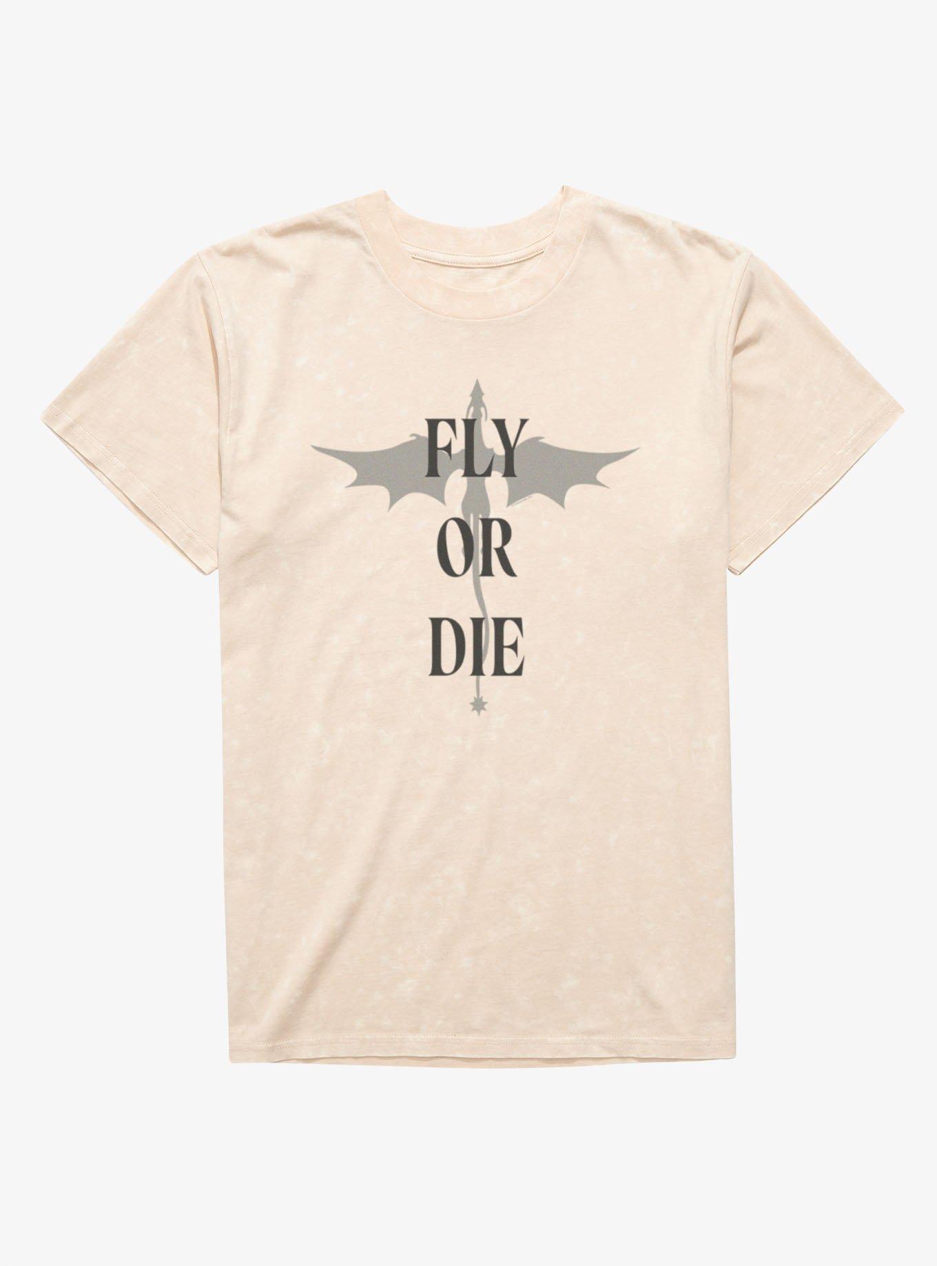Fourth Wing The Empyrean Fly Or Die Minimalist Dragon Mineral Wash T-Shirt, , hi-res