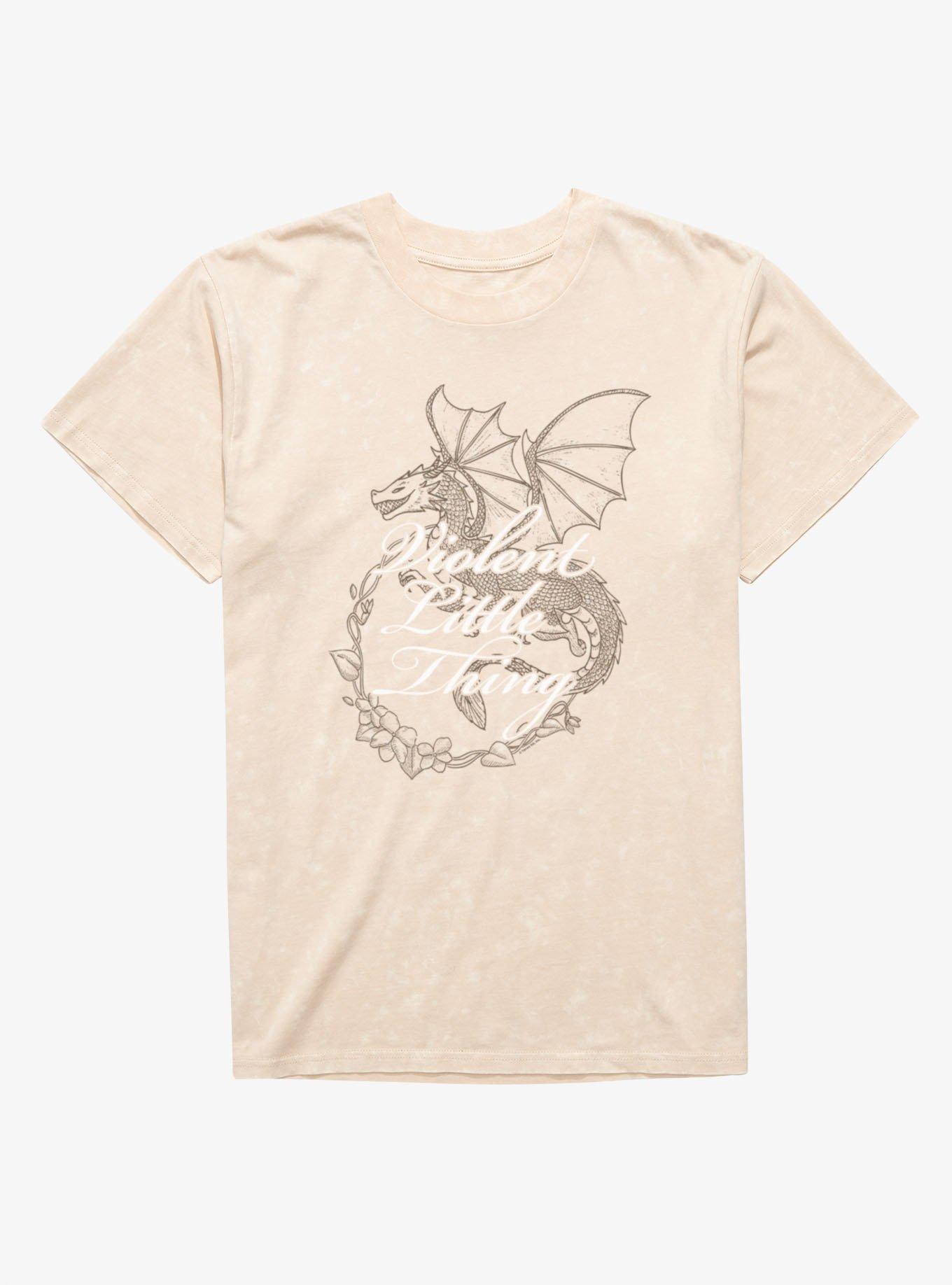 Fourth Wing The Empyrean Violent Little Thing Dragon Floral Mineral Wash T-Shirt, , hi-res