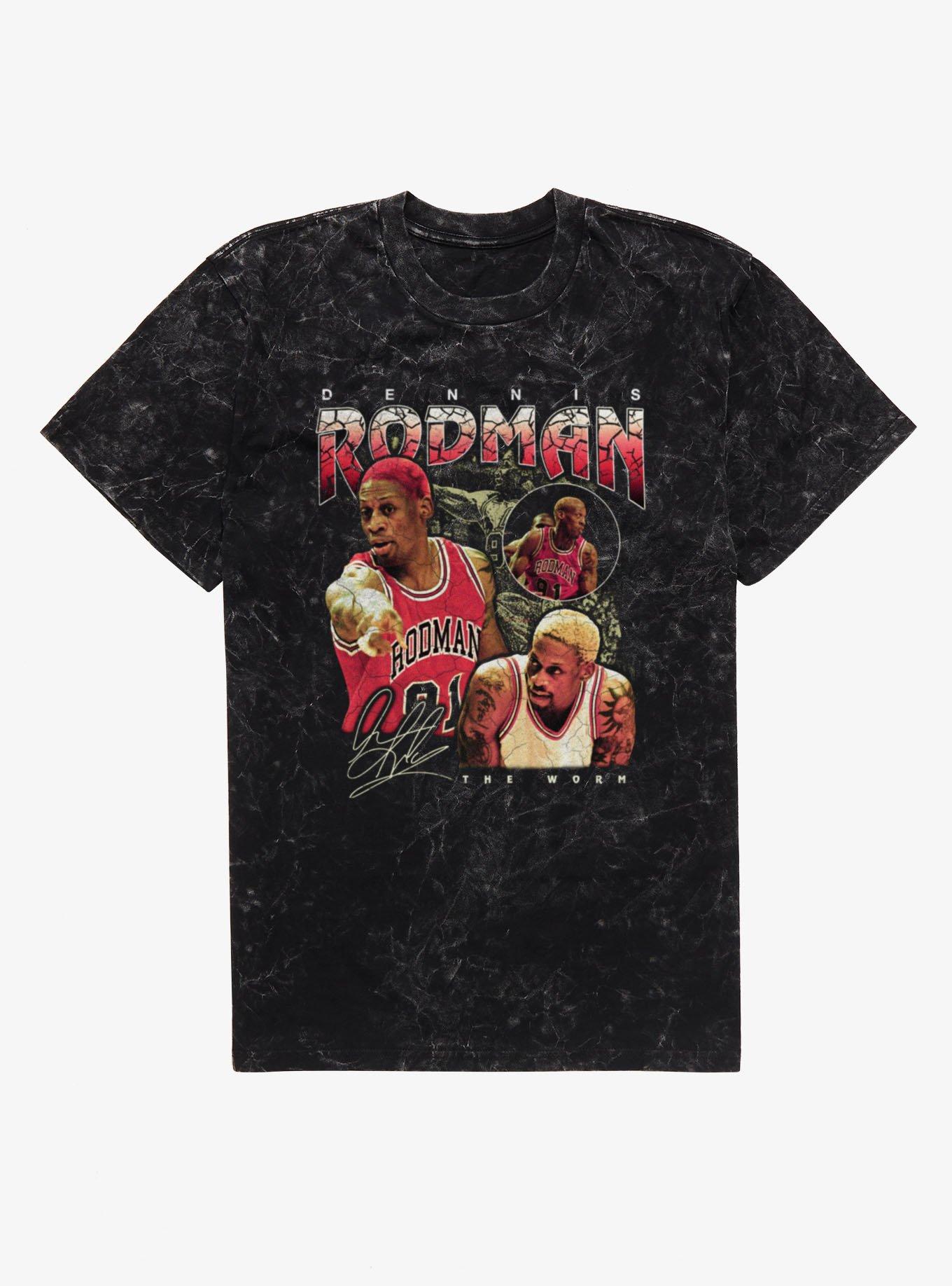 NBA Dennis Rodman Signature Collage Mineral Wash T-Shirt