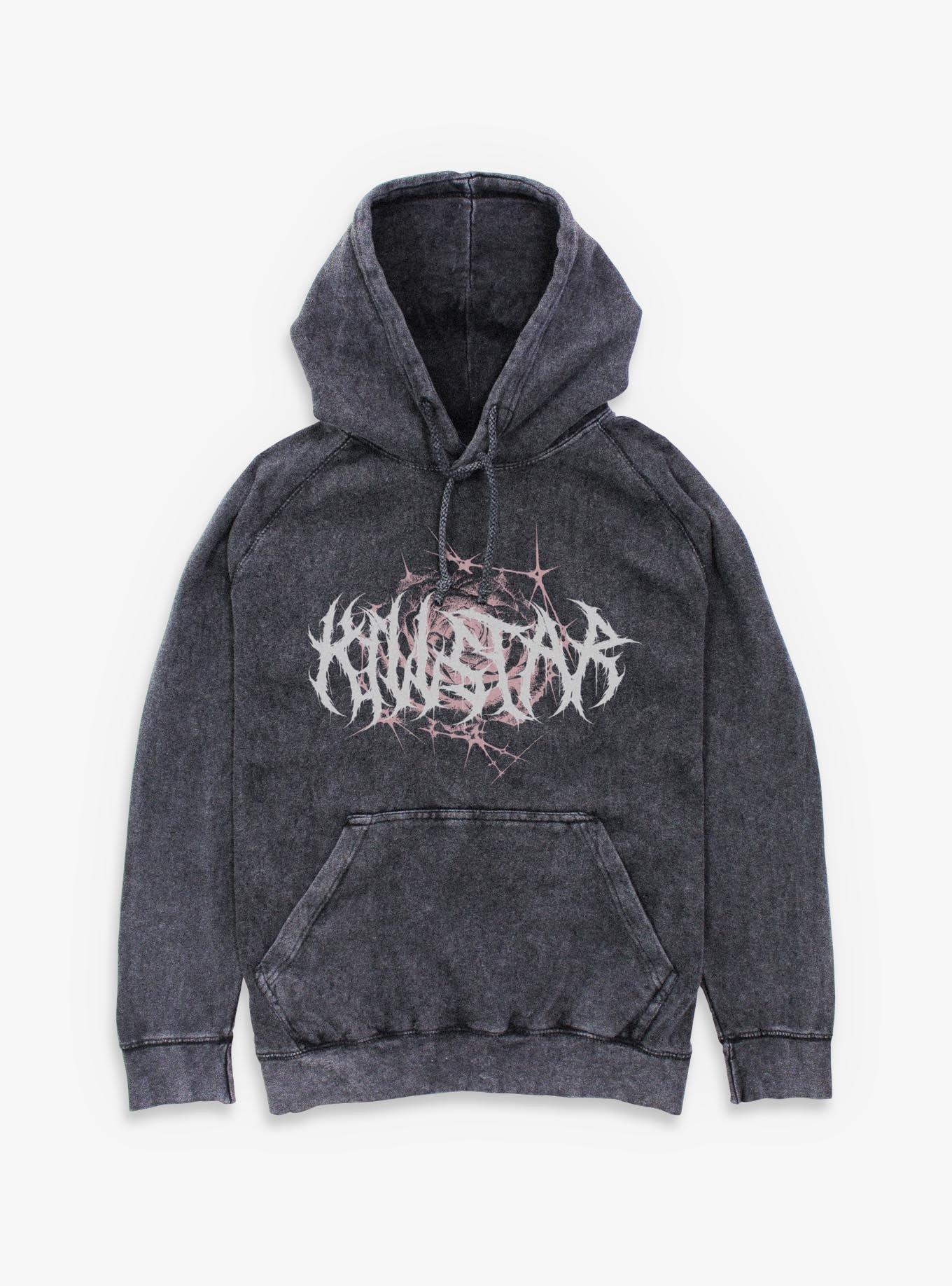 Killstar Barbed Wire Rose Mineral Wash Hoodie, , hi-res
