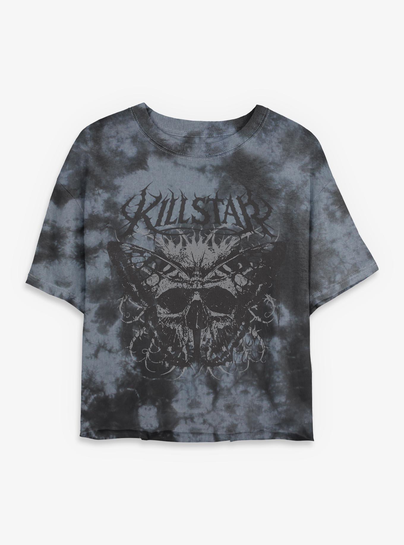 Killstar Skull Butterfly Girls Tie-Dye Crop T-Shirt