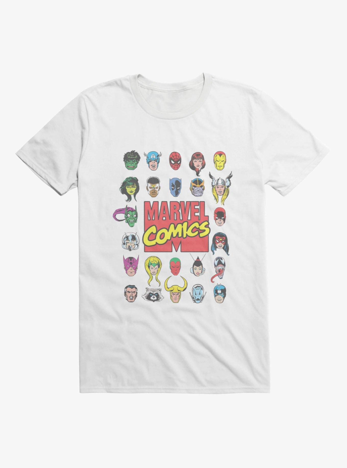 Marvel Comics Retro Superhero Faces Character Grid T-Shirt, , hi-res