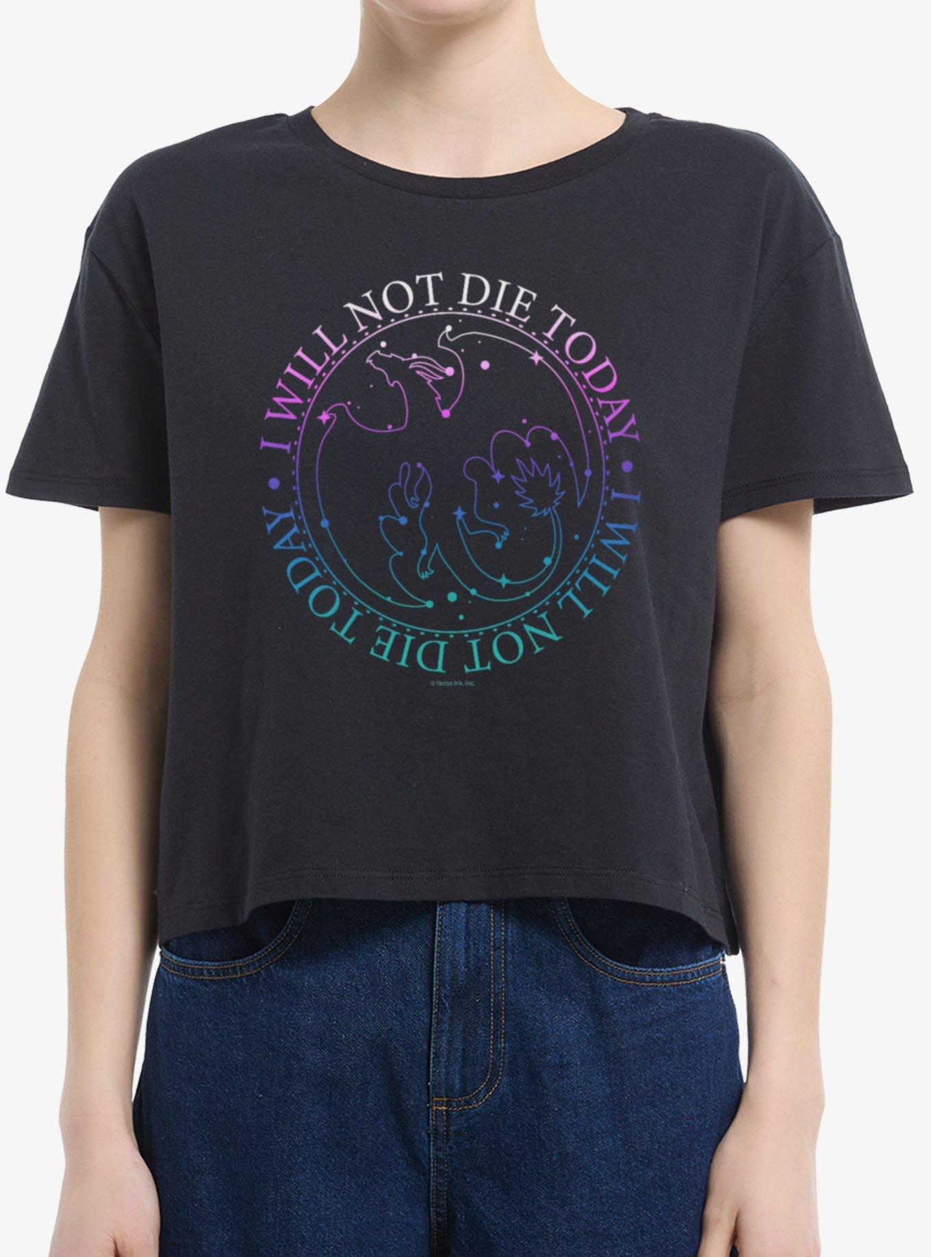 Fourth Wing: The Empyrean I Will Not Die Today Girls Boxy Crop T-Shirt