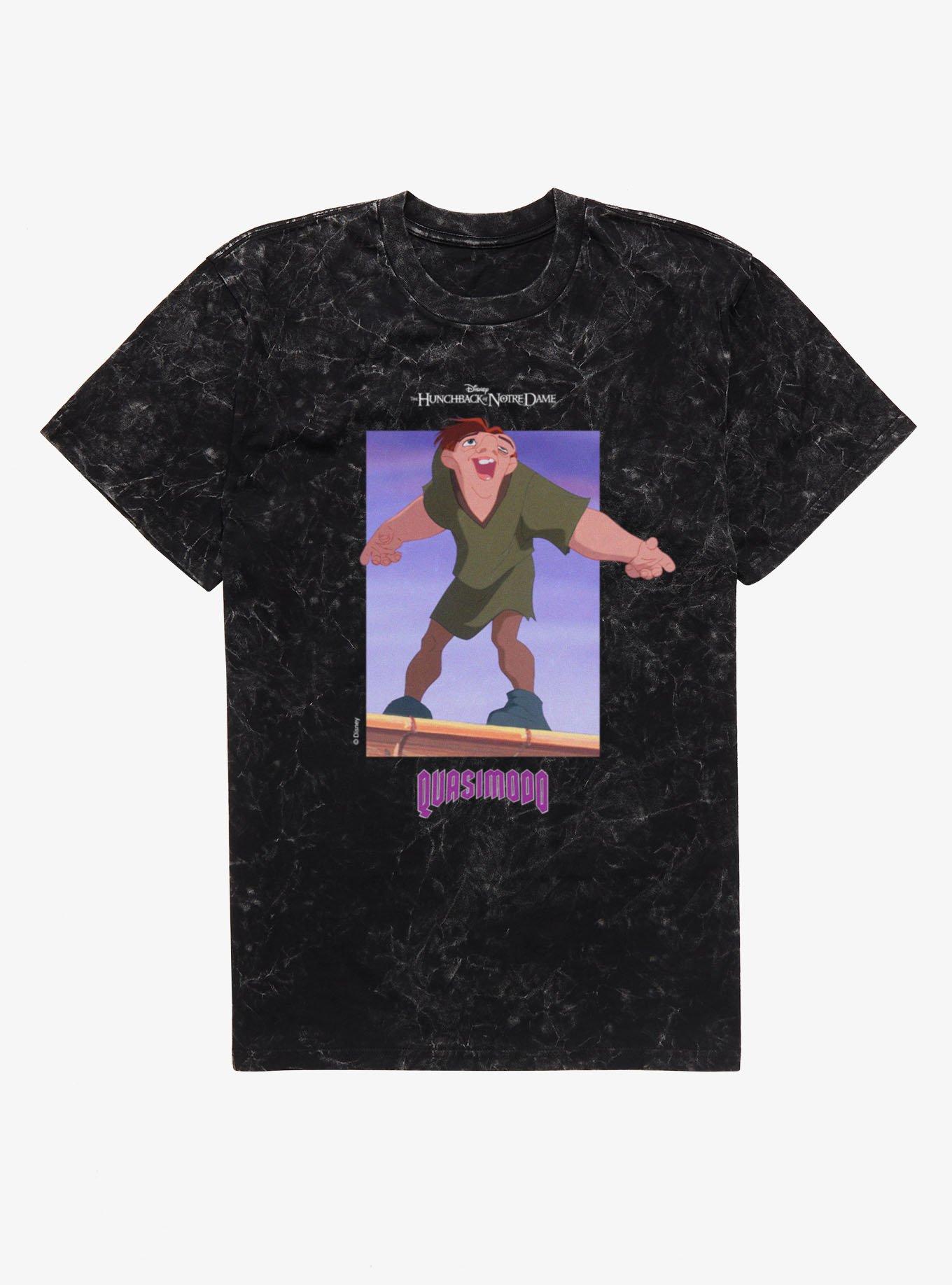 Disney The Hunchback of Notre Dame Quasimodo At The Top Mineral Wash T-Shirt, BLACK MINERAL WASH, hi-res view 1