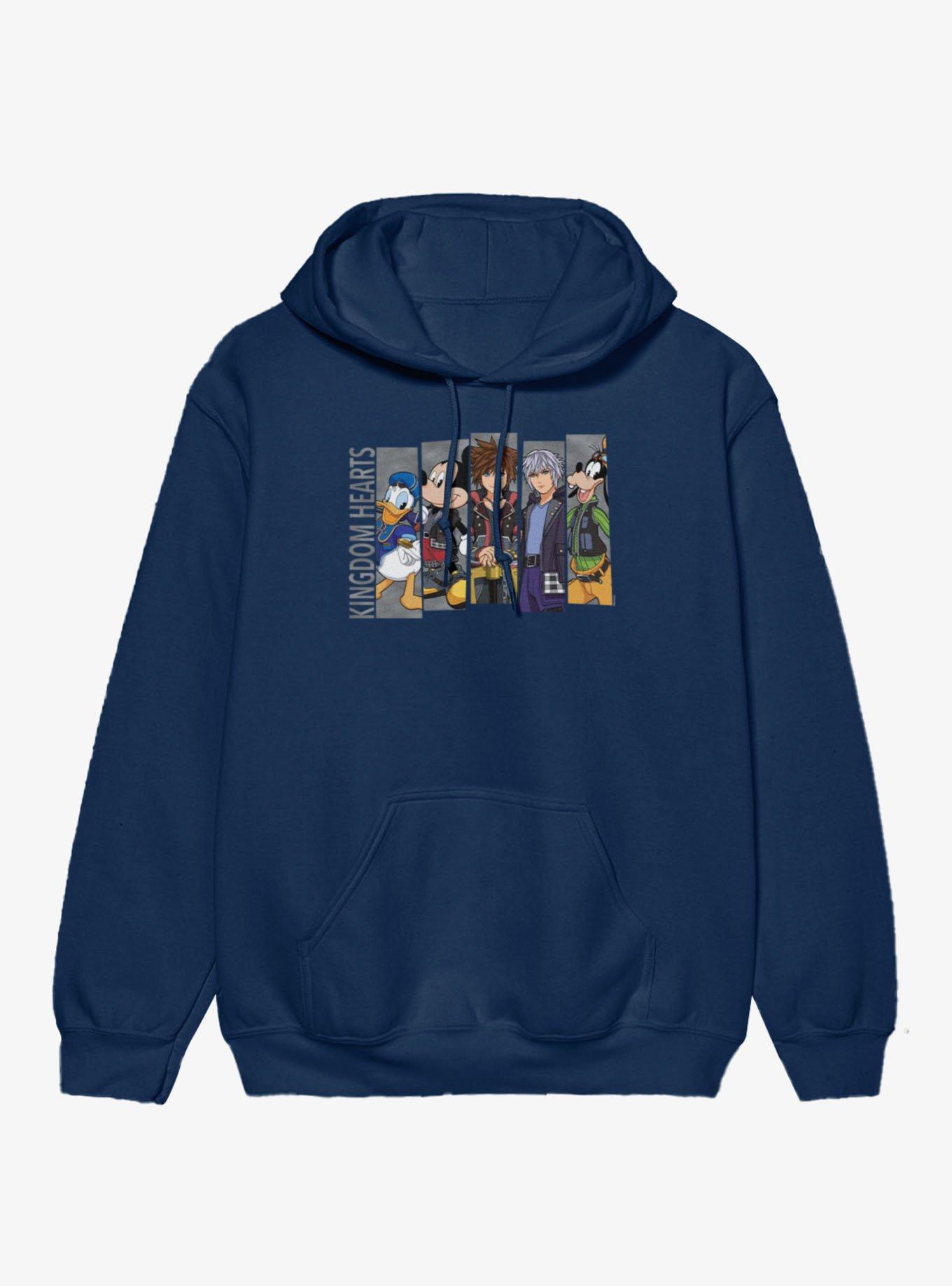 Disney Kingdom Hearts Heroes Line Up Panel Sora Donald Goofy Mickey Riku Hoodie