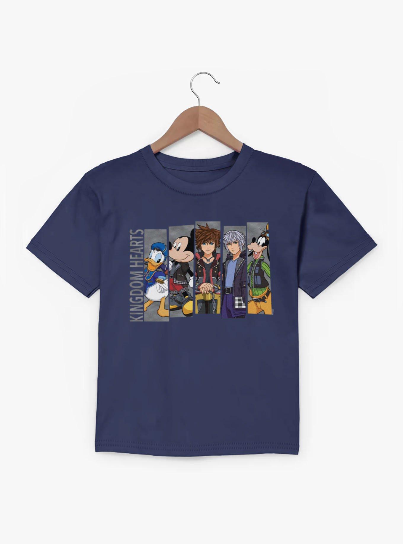 Disney Kingdom Hearts Heroes Line Up Panel Sora Donald Goofy Mickey Riku Youth T-Shirt