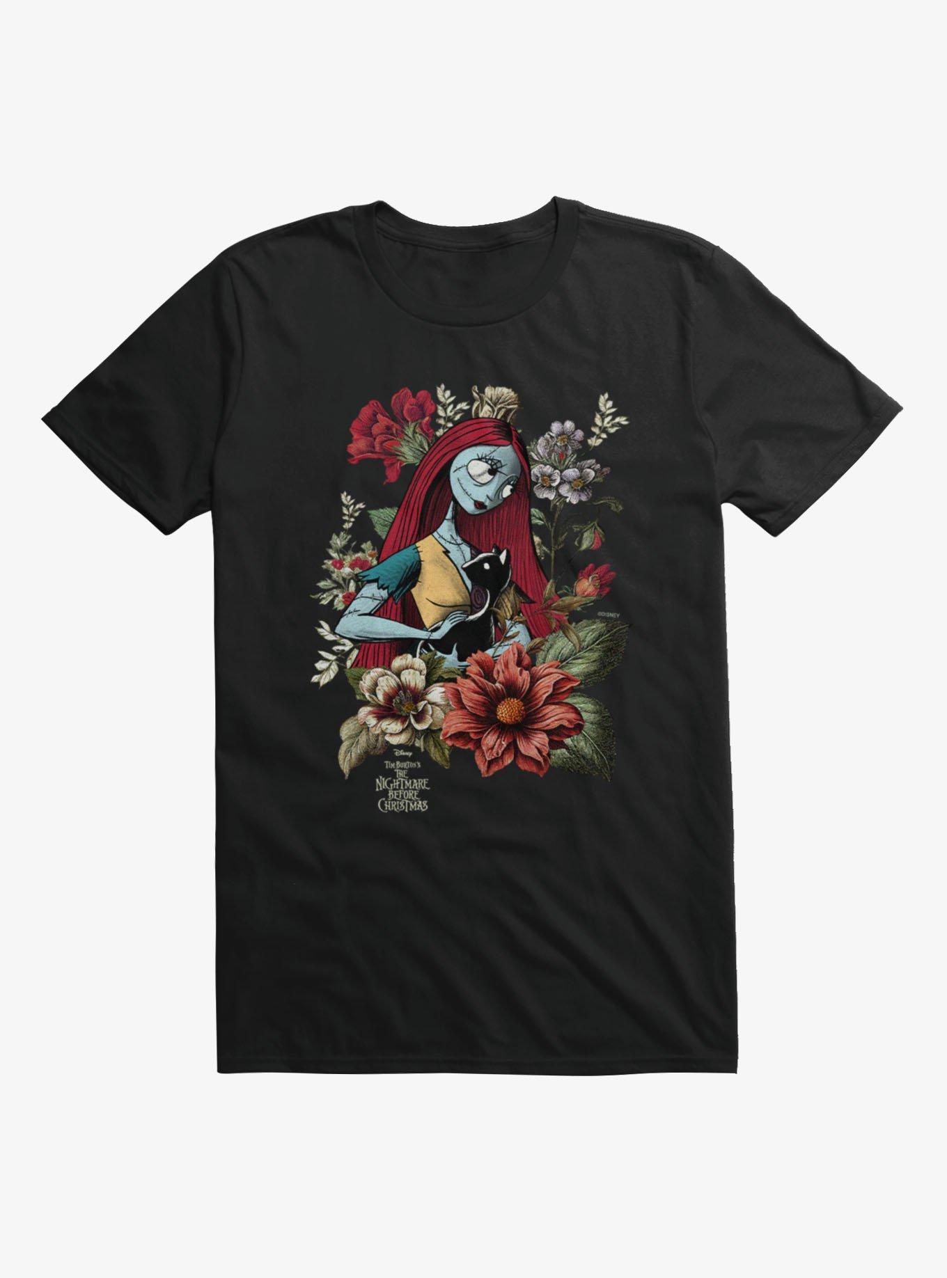 Disney The Nightmare Before Christmas Floral Sally And Cat T-Shirt