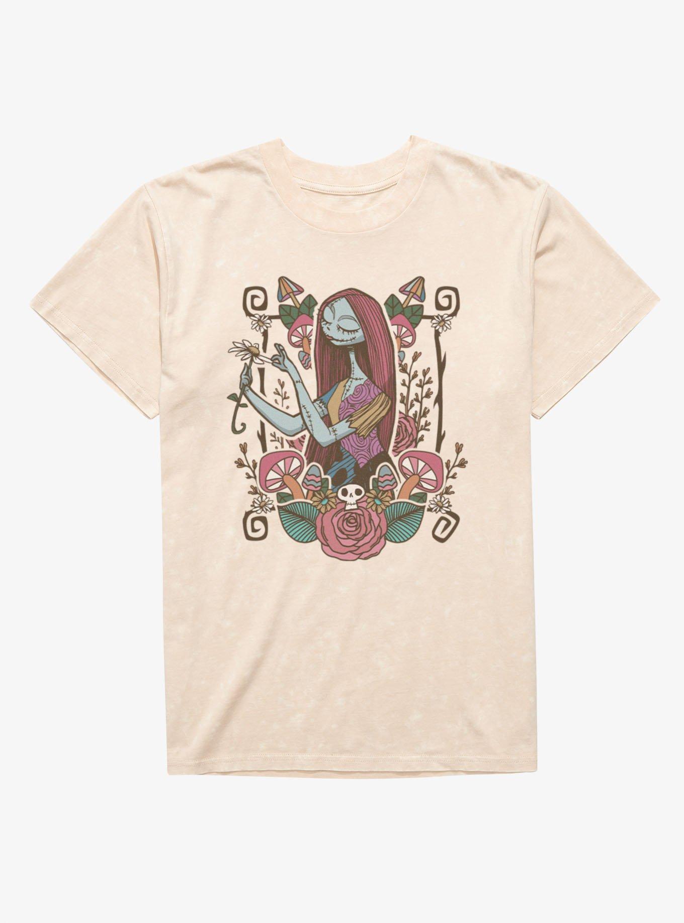 Disney The Nightmare Before Christmas Sally Floral Mushroom Garden Mineral Wash T-Shirt