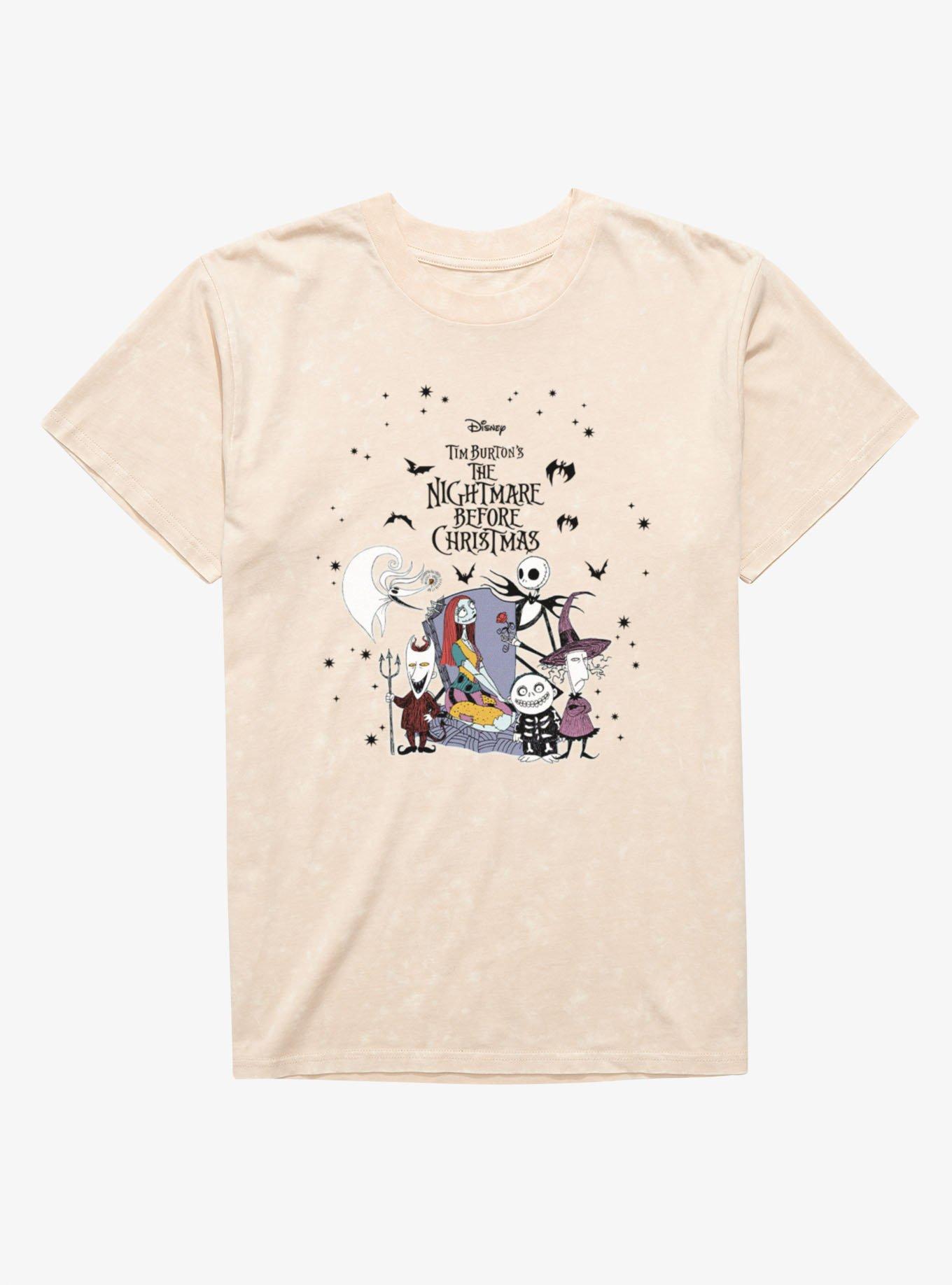 Disney The Nightmare Before Christmas Classic Movie Poster Mineral Wash T-Shirt