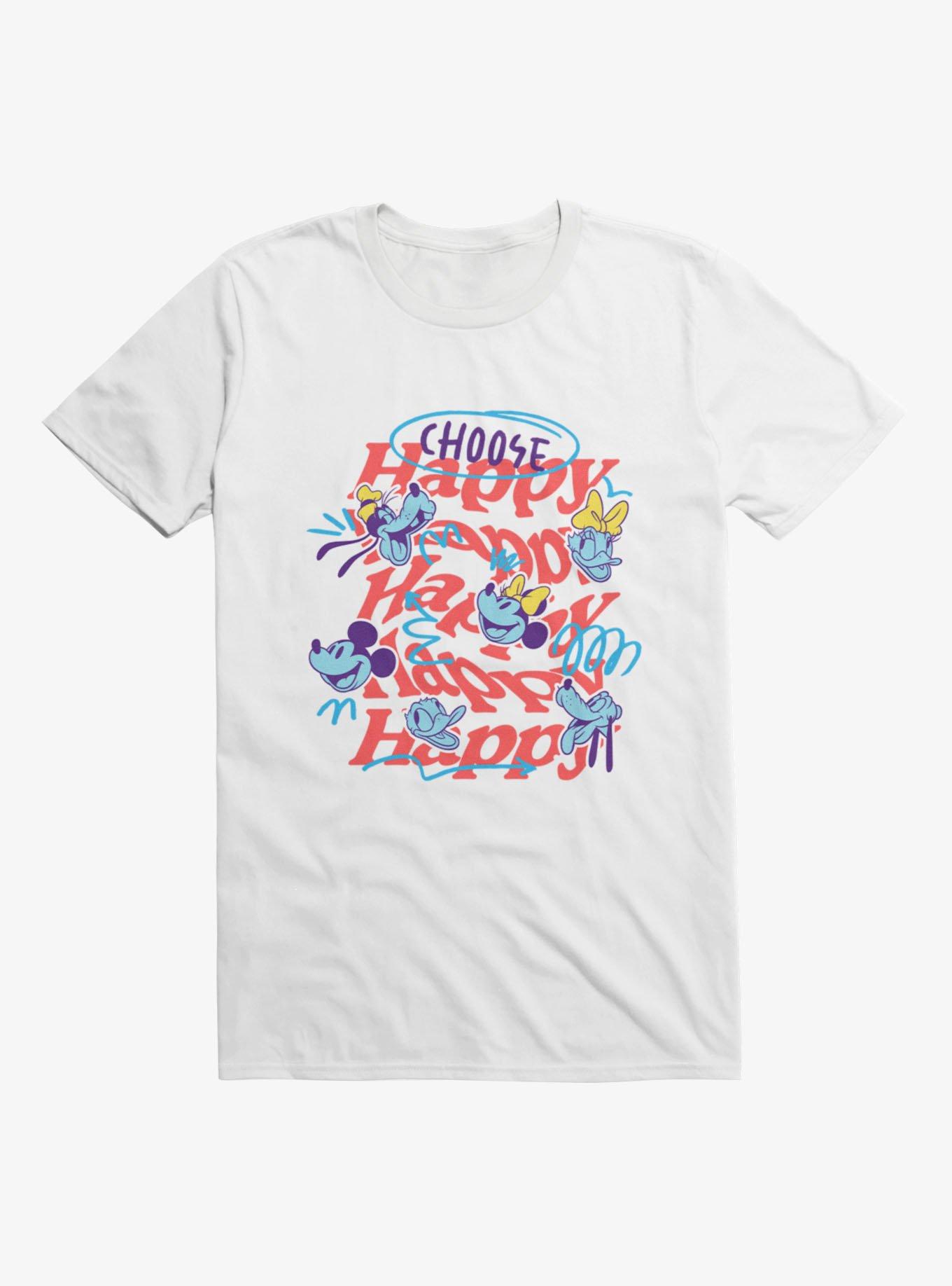 Disney Mickey Mouse Choose Happy Character Collage T-Shirt