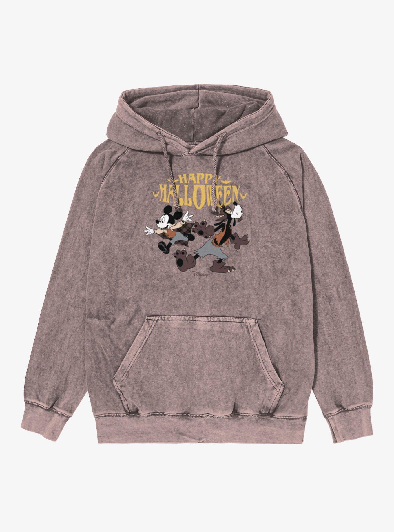 Disney Mickey Mouse Happy Halloween Howl Goofy With Mickey Mineral Wash Hoodie, DUSTY ROSE, hi-res view 1