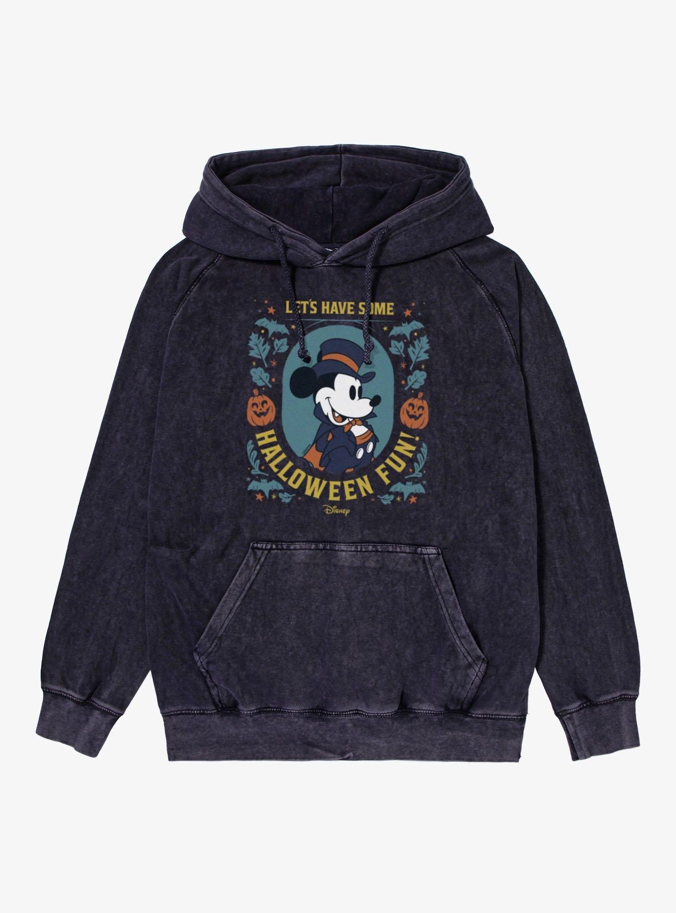 Disney Mickey Mouse Halloween Fun Vampire Portrait Mineral Wash Hoodie, VINTAGE BLACK, hi-res view 1